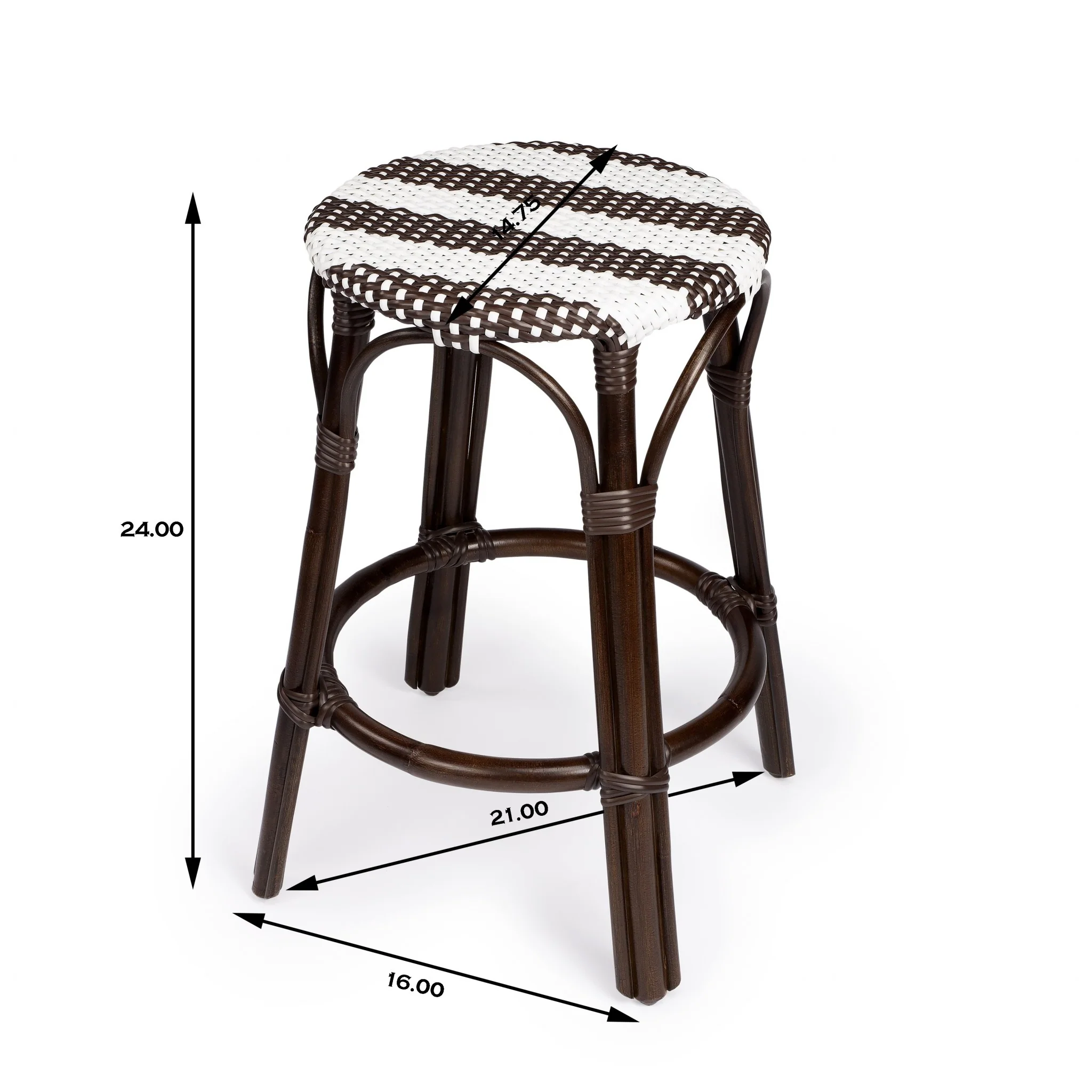 Dark Brown And White Rattan Counter Stool By Homeroots - Image 7