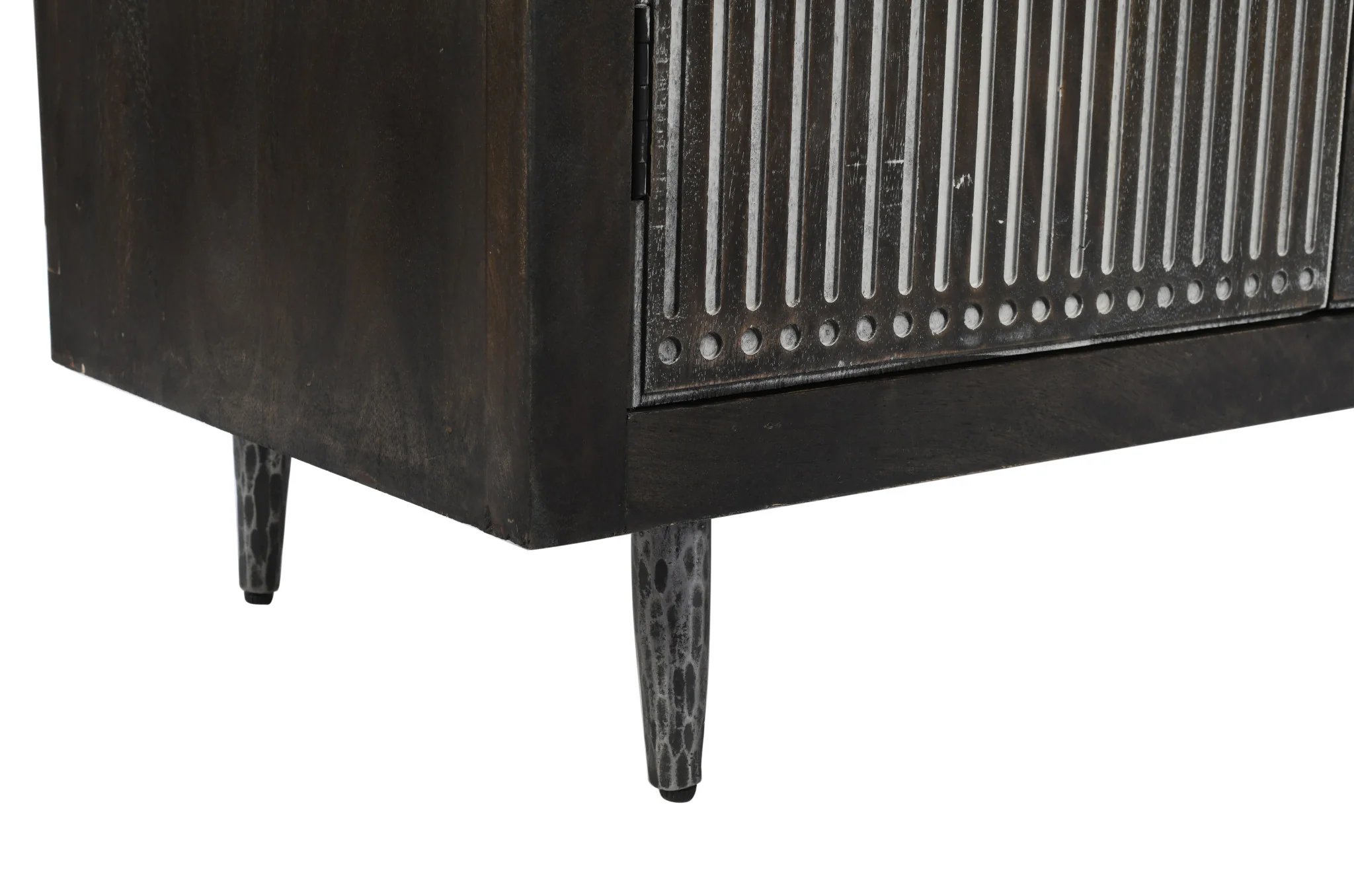 Dark Brown Carved Geometric Distressed Solid Wood Enclosed and Open Storage TV Stand By Homeroots - Image 6