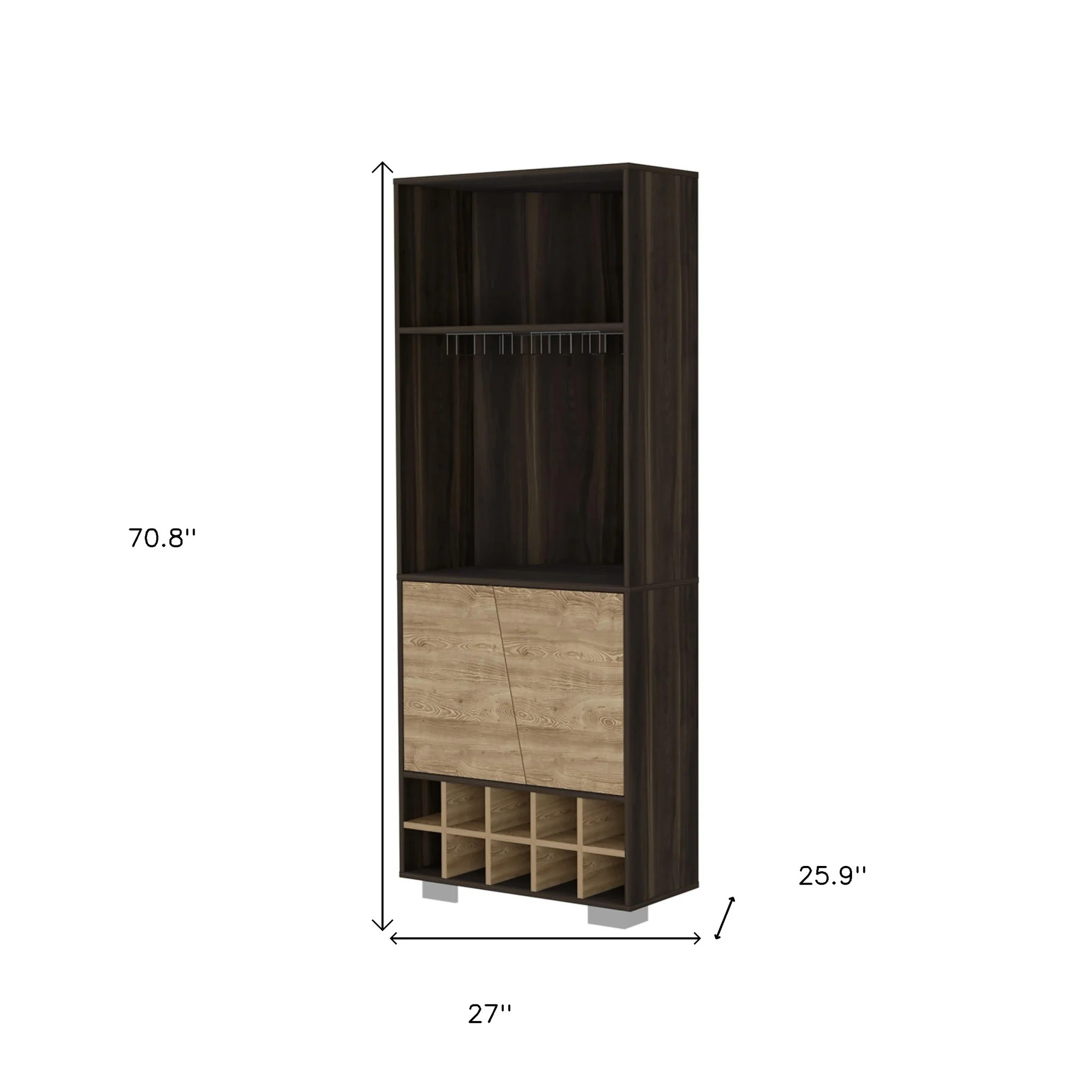 Dark Brown Corner Bar Cabinet With Multiple Shelves By Homeroots - Image 6