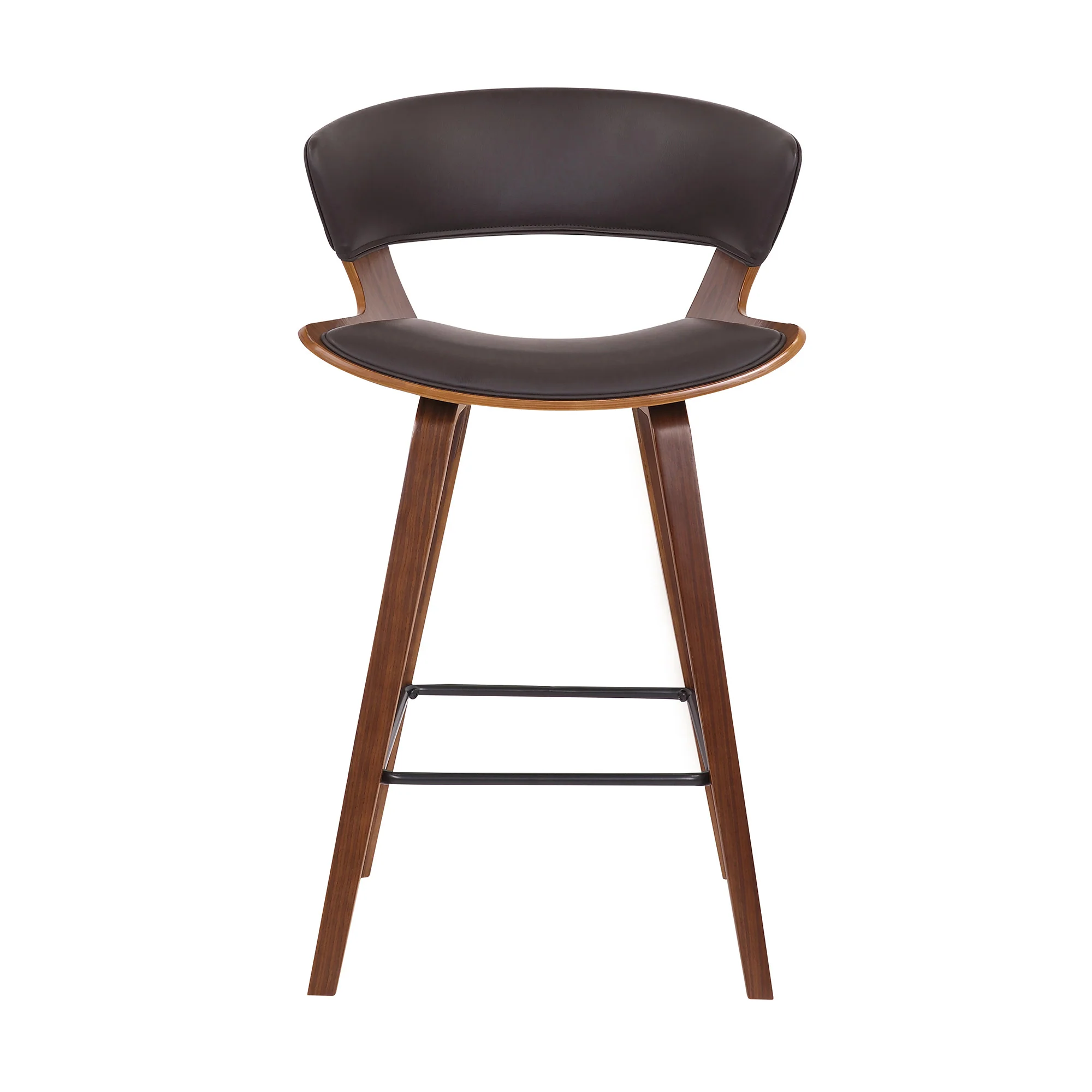 Dark Brown Faux Leather and Wood Modern Bar Stool By Homeroots - Image 3
