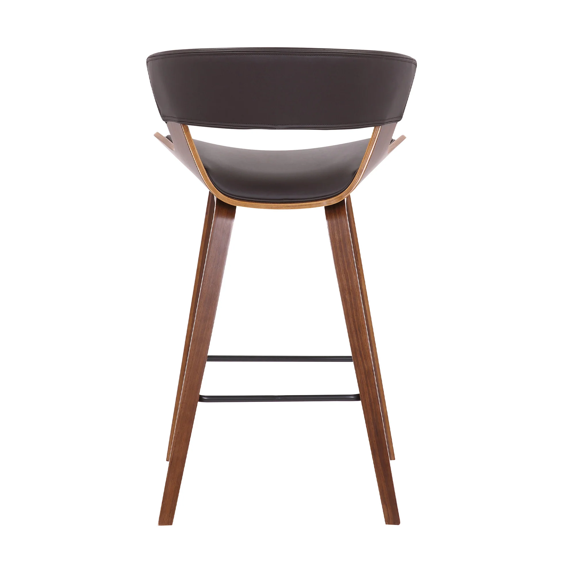 Dark Brown Faux Leather and Wood Modern Bar Stool By Homeroots - Image 6