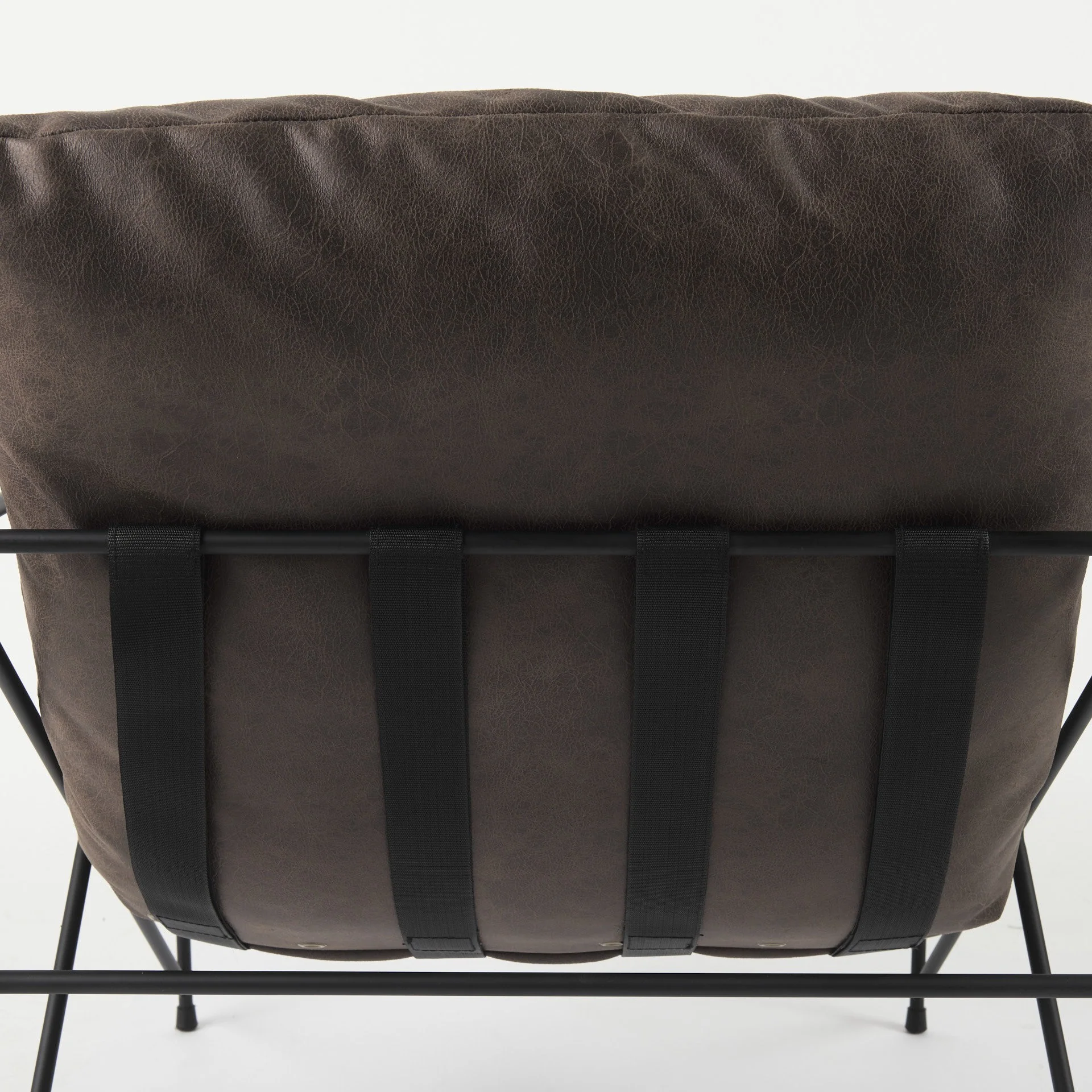 Dark Brown Faux Leather Contemporary Metal Chair By Homeroots - Image 2
