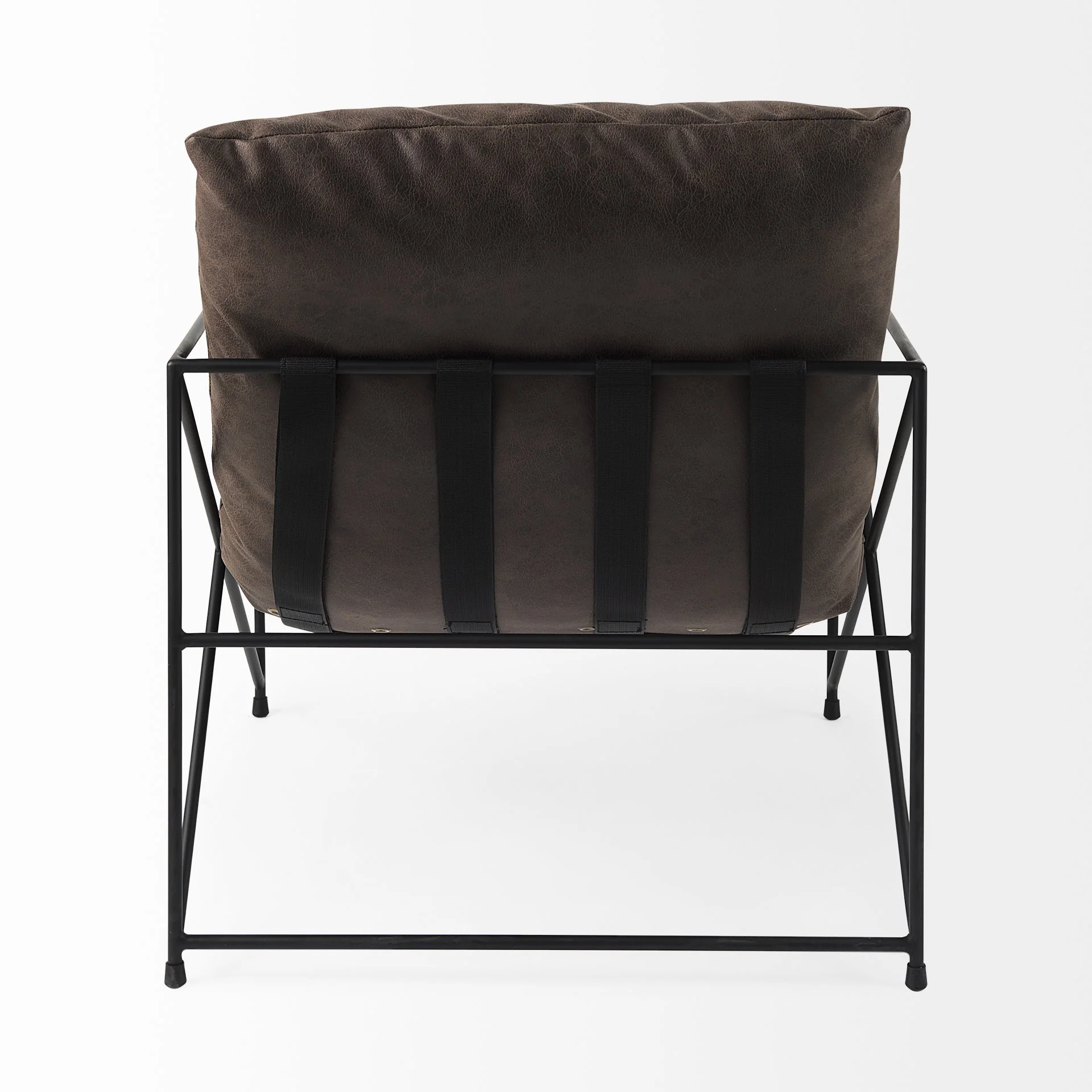 Dark Brown Faux Leather Contemporary Metal Chair By Homeroots - Image 5