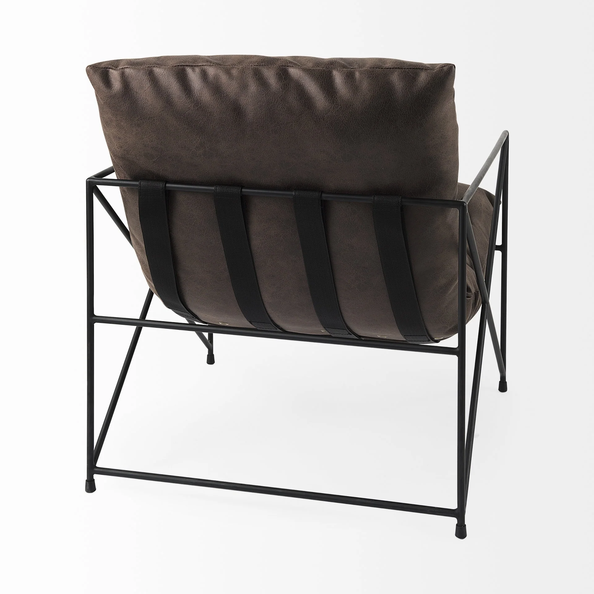 Dark Brown Faux Leather Contemporary Metal Chair By Homeroots - Image 6