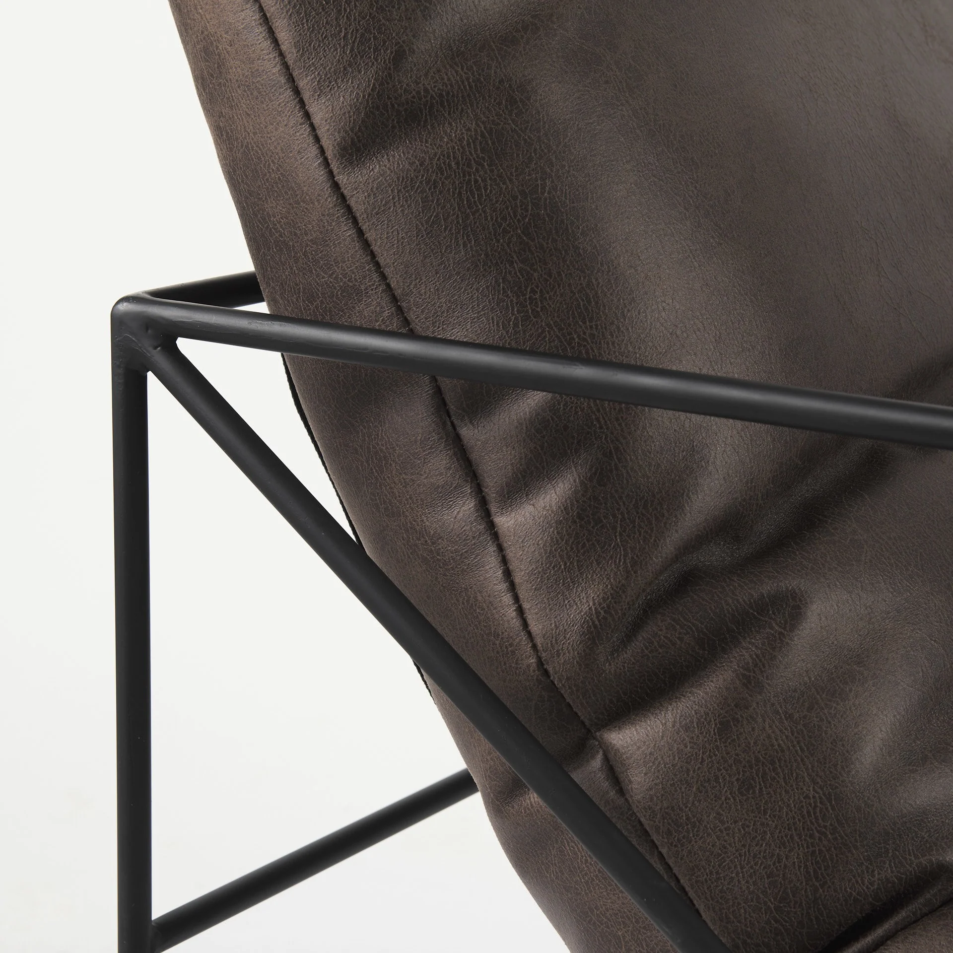 Dark Brown Faux Leather Contemporary Metal Chair By Homeroots - Image 7