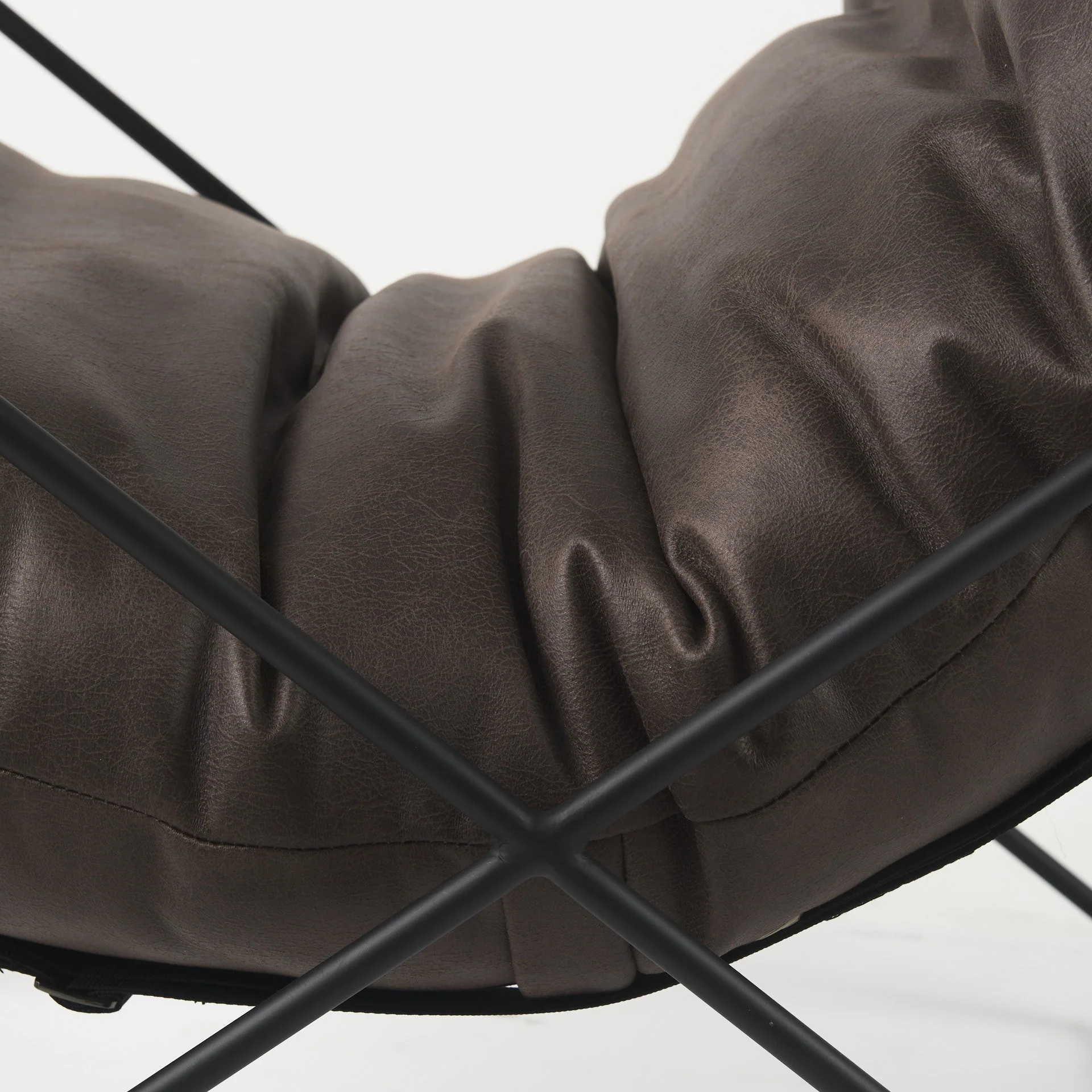 Dark Brown Faux Leather Contemporary Metal Chair By Homeroots - Image 8