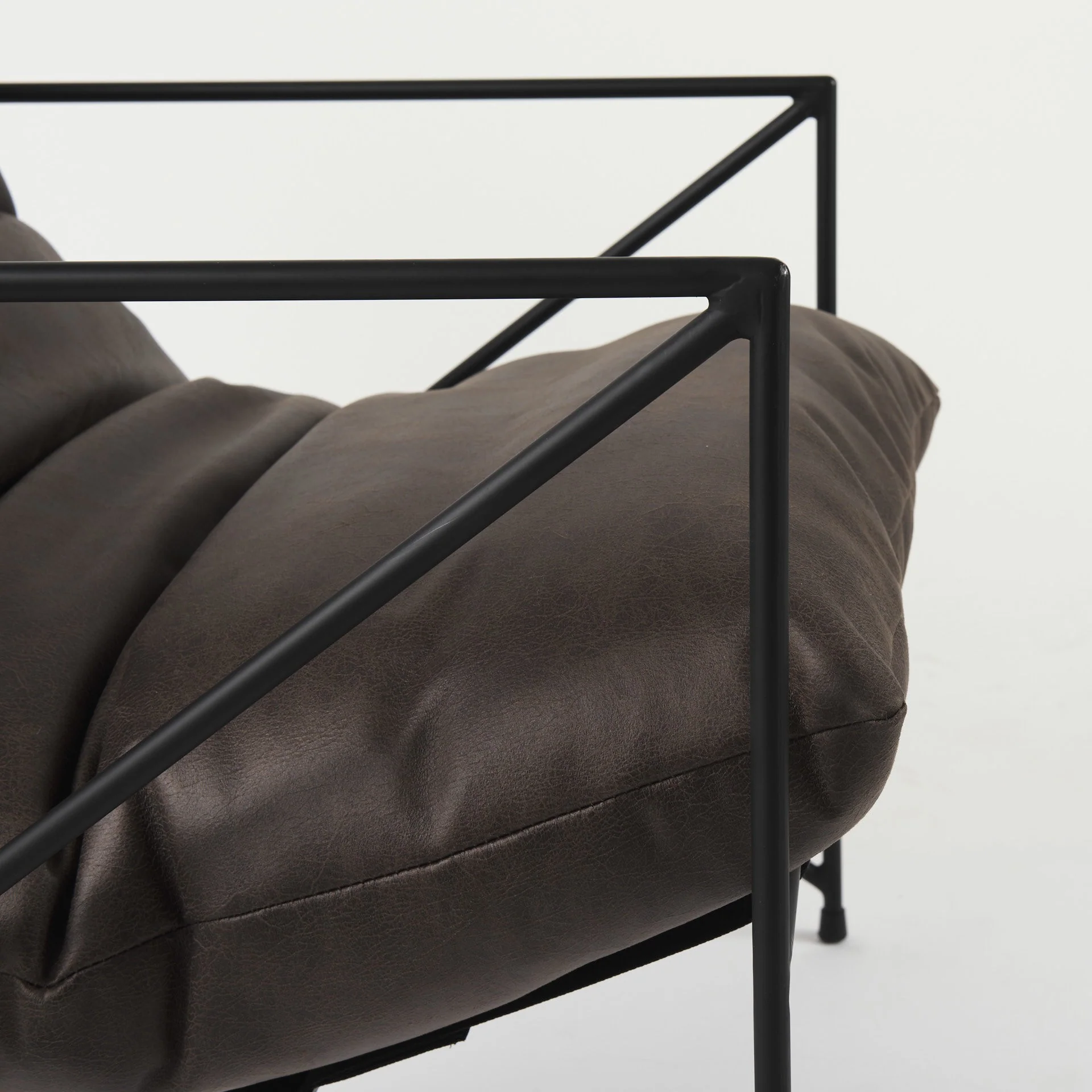 Dark Brown Faux Leather Contemporary Metal Chair By Homeroots - Image 9
