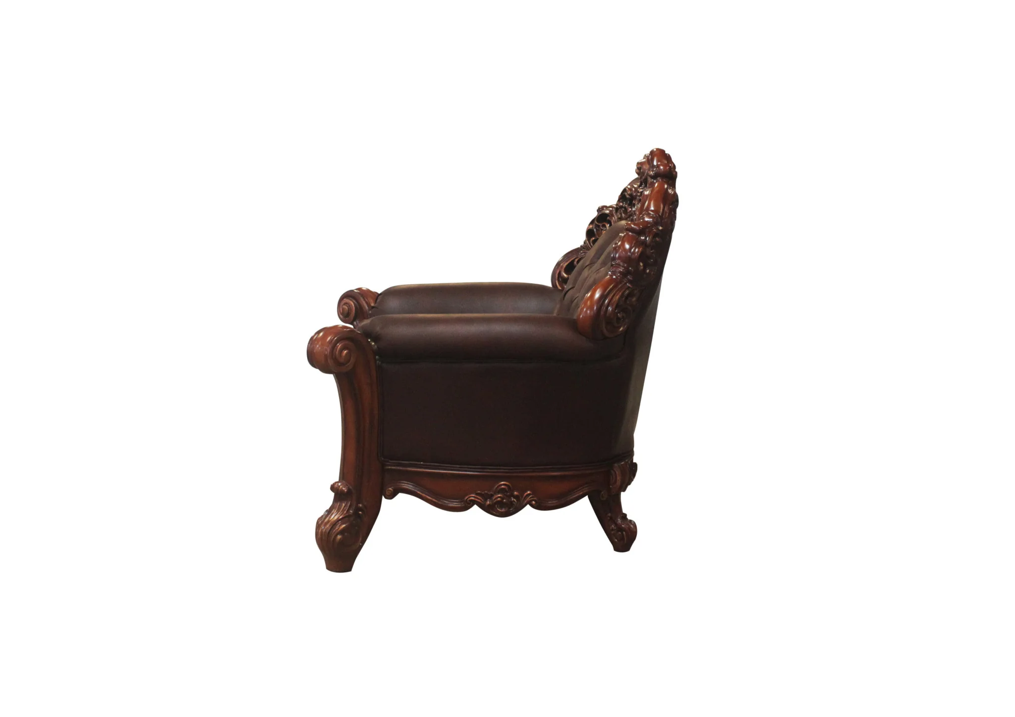 Dark Brown Faux Leather Tufted Chesterfield Chair And Toss Pillow By Homeroots - Image 3