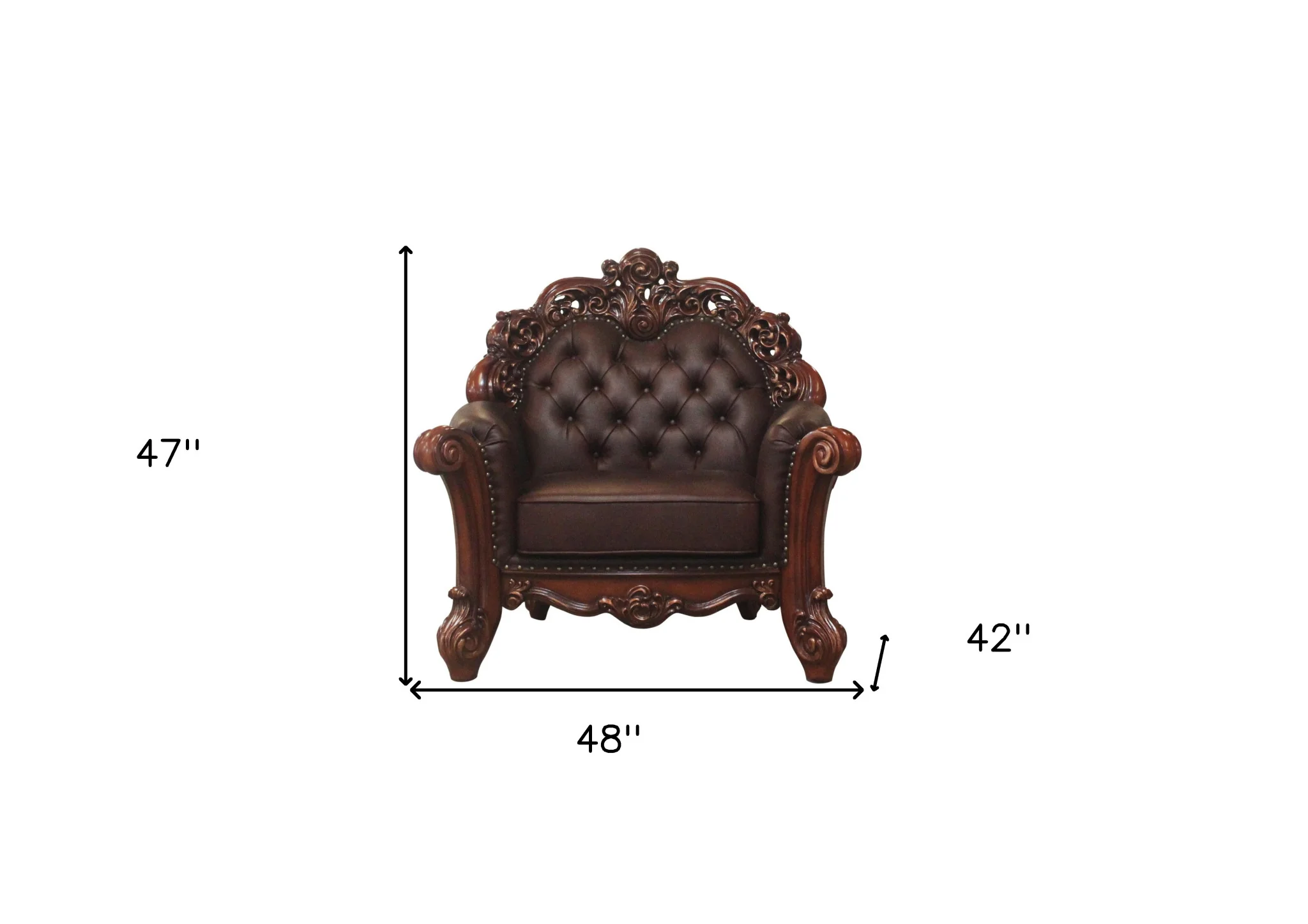 Dark Brown Faux Leather Tufted Chesterfield Chair And Toss Pillow By Homeroots - Image 6
