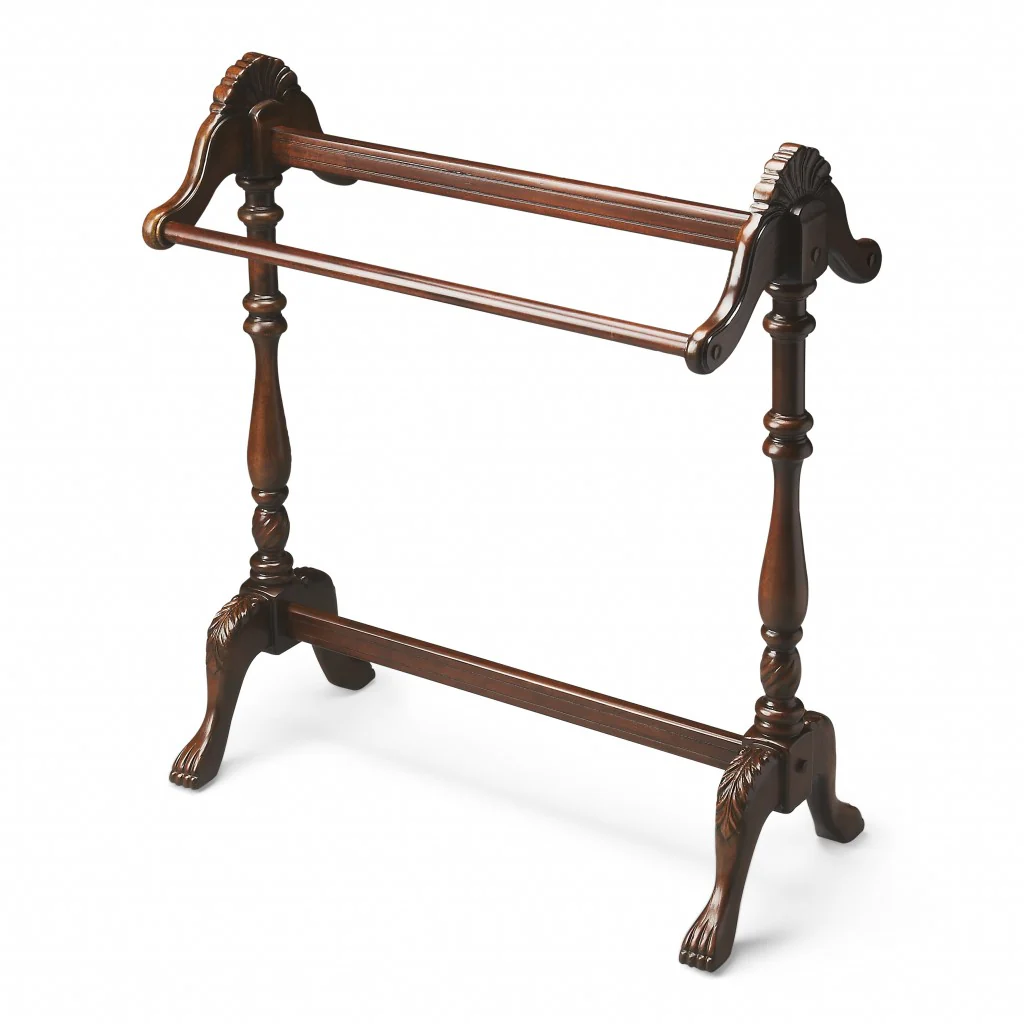 Dark Brown Finish Hand Harved Wooden Blanket Stand By Homeroots - Image 2