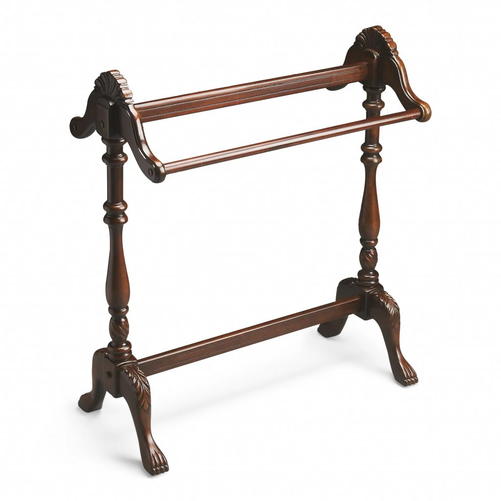 Dark Brown Finish Hand Harved Wooden Blanket Stand By Homeroots - Image 3