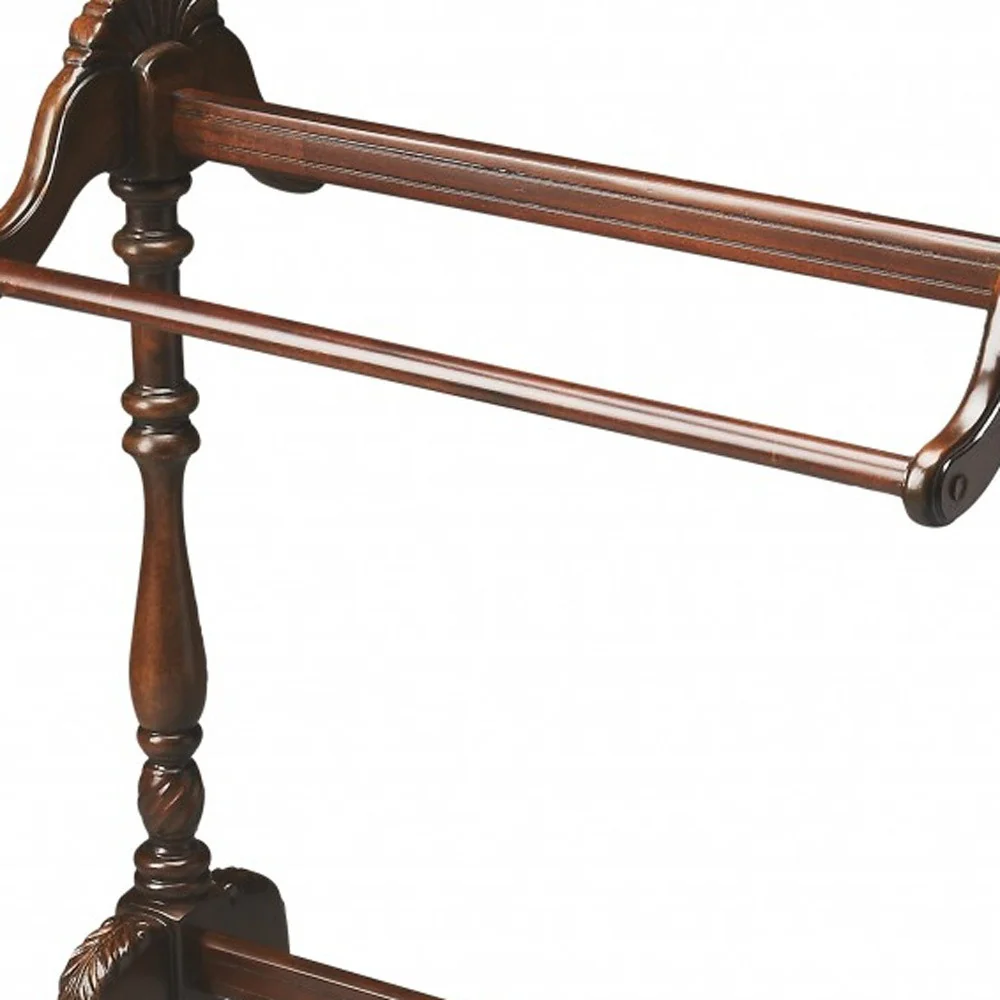 Dark Brown Finish Hand Harved Wooden Blanket Stand By Homeroots - Image 5