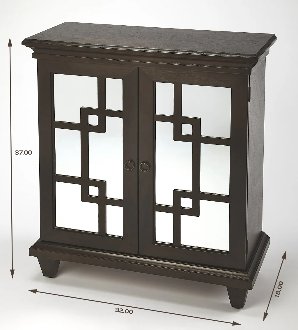 Dark Brown Fret Work Mirrored Accent Chest By Homeroots - Image 4