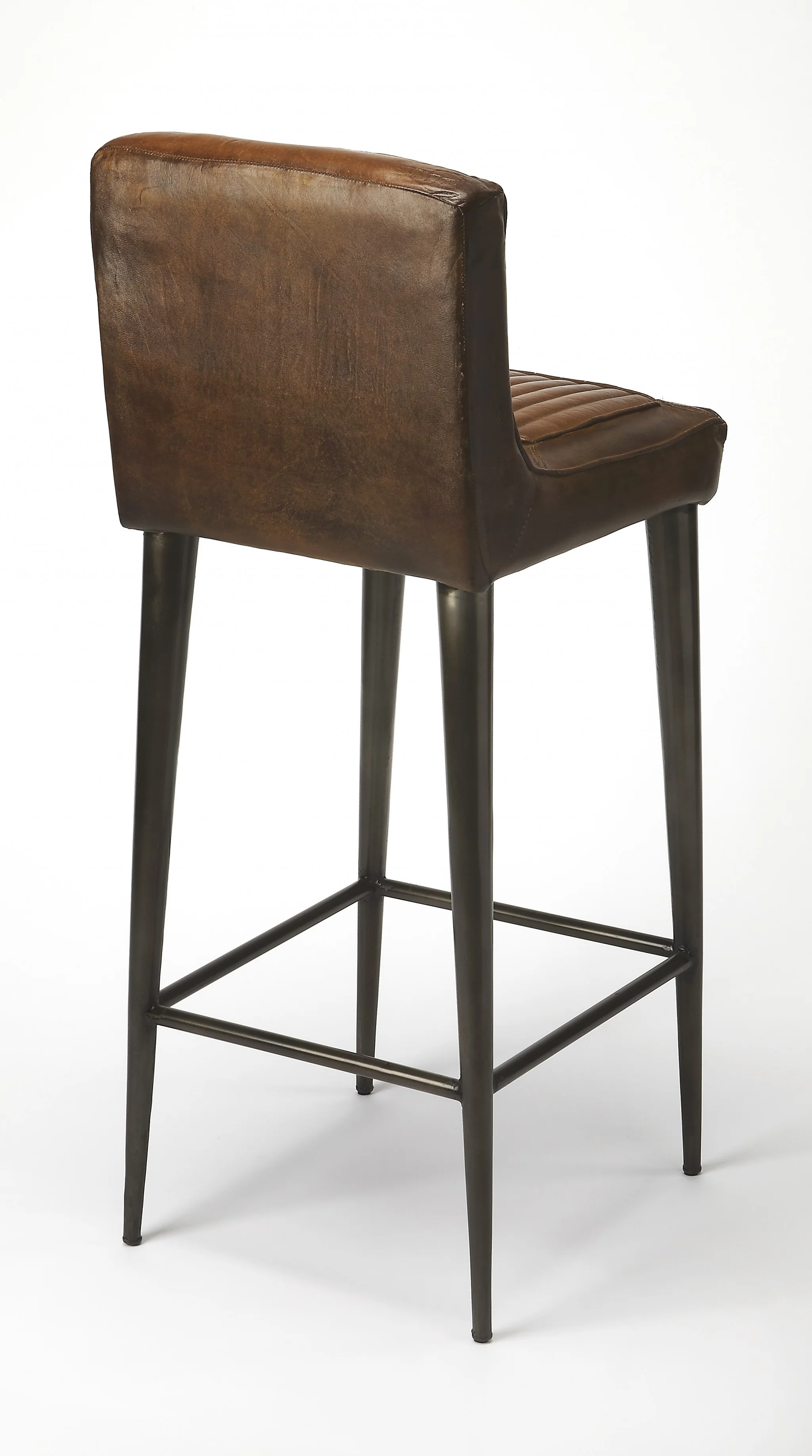 Dark Brown Leather Bar Stool By Homeroots - 389113 - Image 2