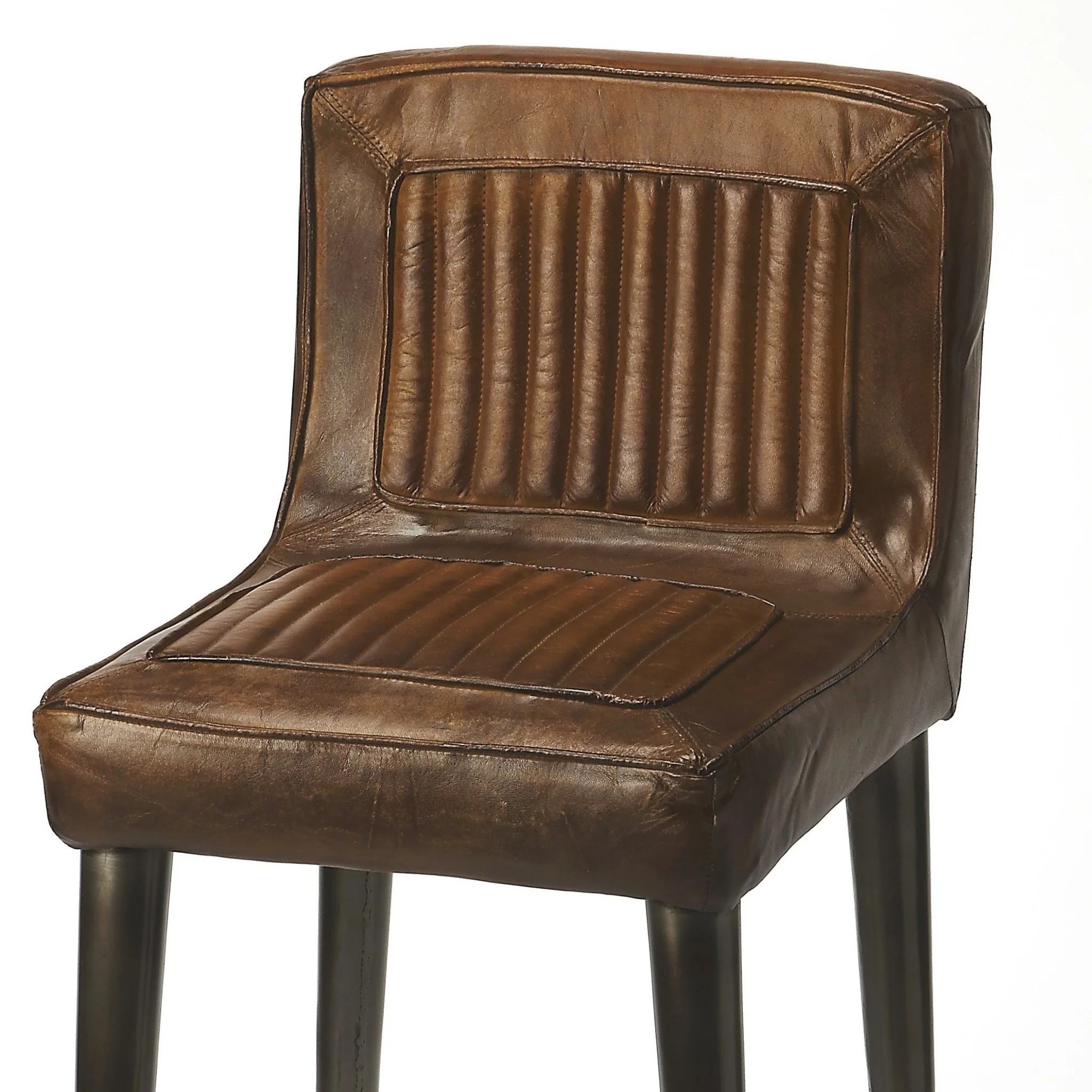 Dark Brown Leather Bar Stool By Homeroots - 389113 - Image 3