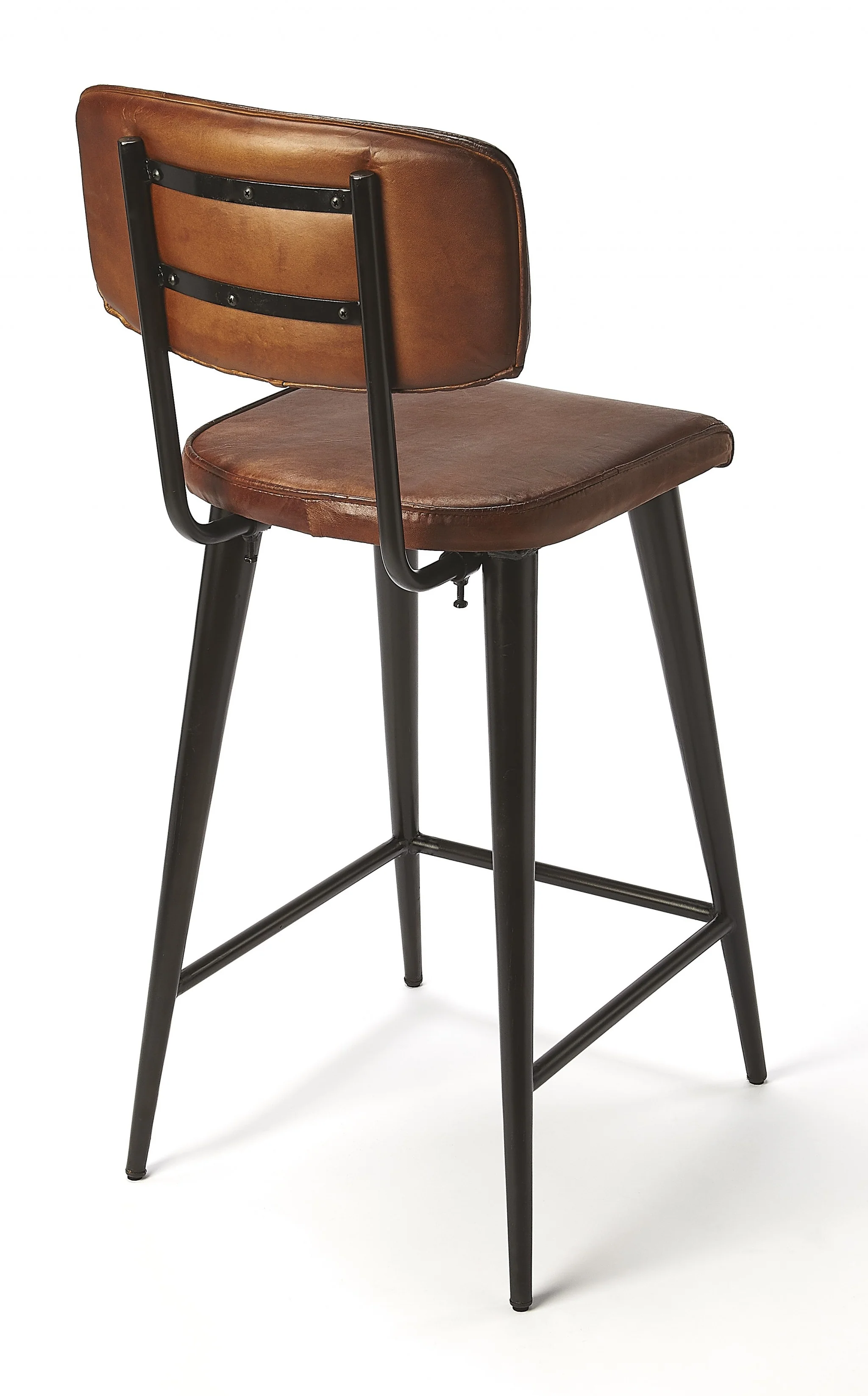 Dark Brown Leather Bar Stool By Homeroots - 389132 - Image 2