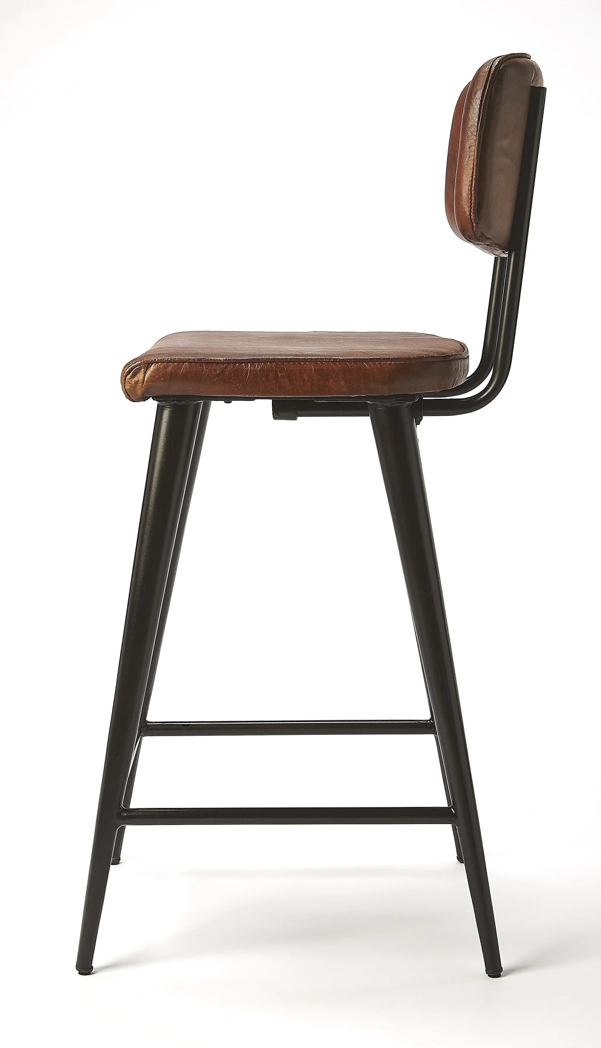 Dark Brown Leather Bar Stool By Homeroots - 389132 - Image 4
