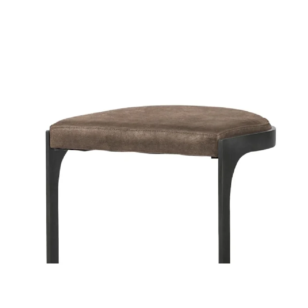 Dark Brown Leather C Shape Metal Counter Stool By Homeroots - Image 2