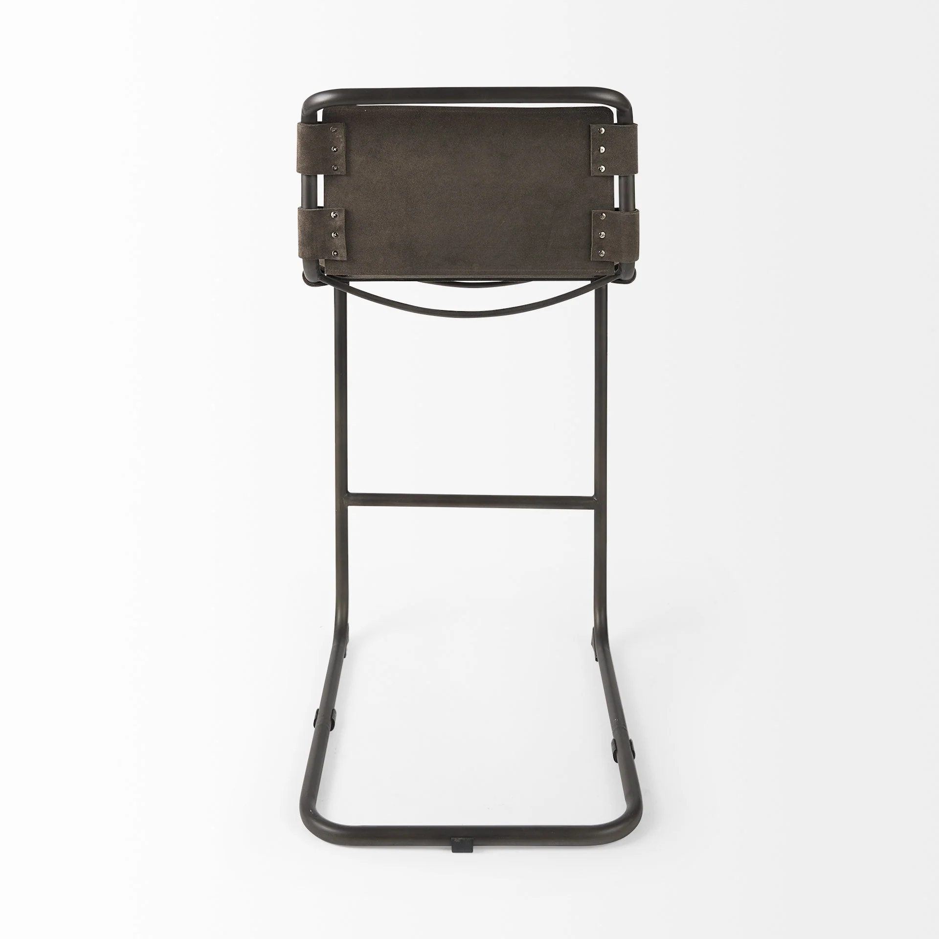 Dark Brown Leather Iron Framed Bar Stool By Homeroots - Image 4