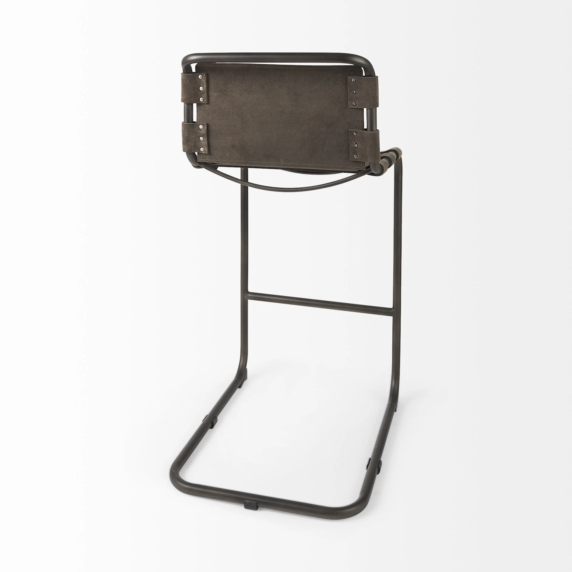 Dark Brown Leather Iron Framed Bar Stool By Homeroots - Image 5