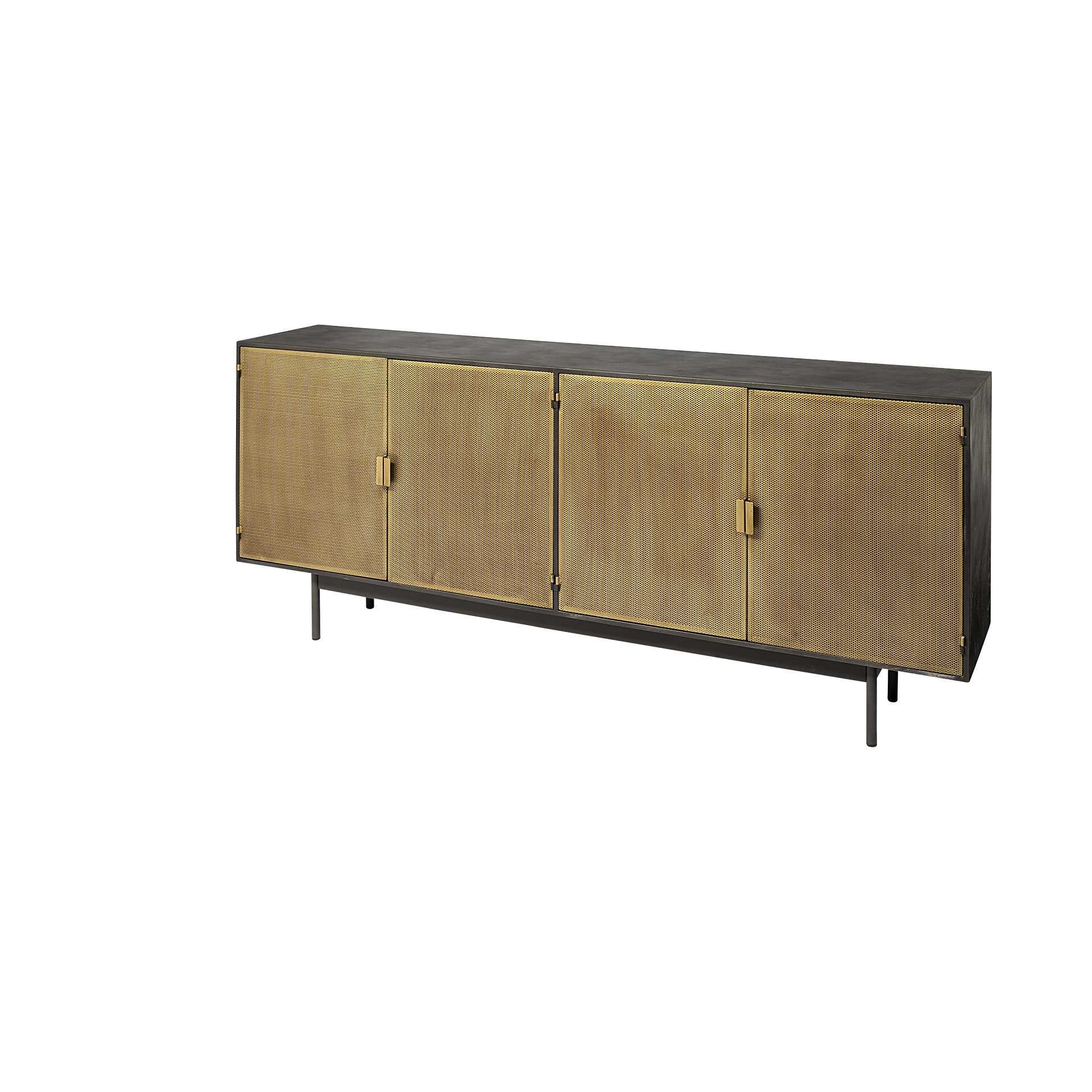 Dark Brown Mango Wood Finish Sideboard With 4 Cabinet Doors By Homeroots - Image 2