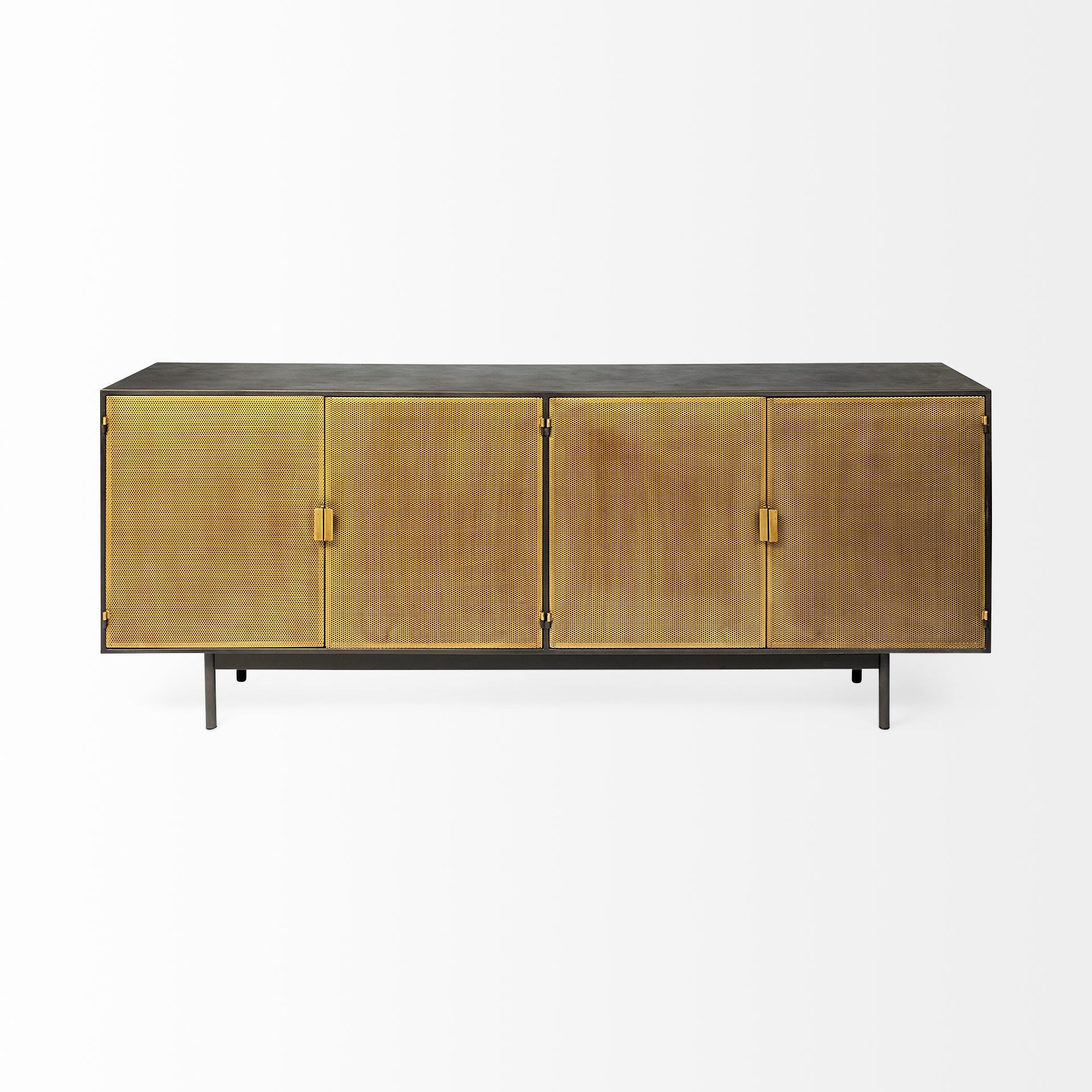 Dark Brown Mango Wood Finish Sideboard With 4 Cabinet Doors By Homeroots - Image 3