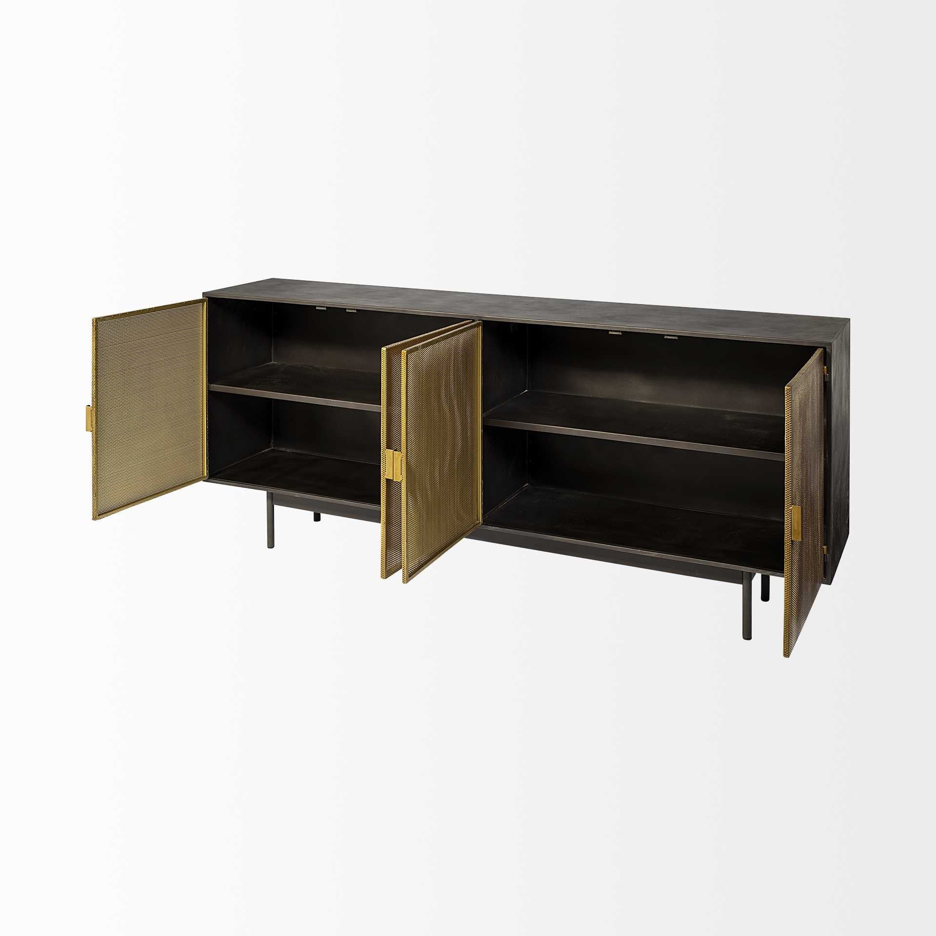 Dark Brown Mango Wood Finish Sideboard With 4 Cabinet Doors By Homeroots - Image 6