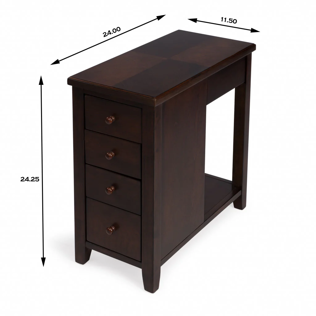 Dark Brown Manufactured Wood Rectangular End Table With Four Drawers And Shelf By Homeroots - Image 8
