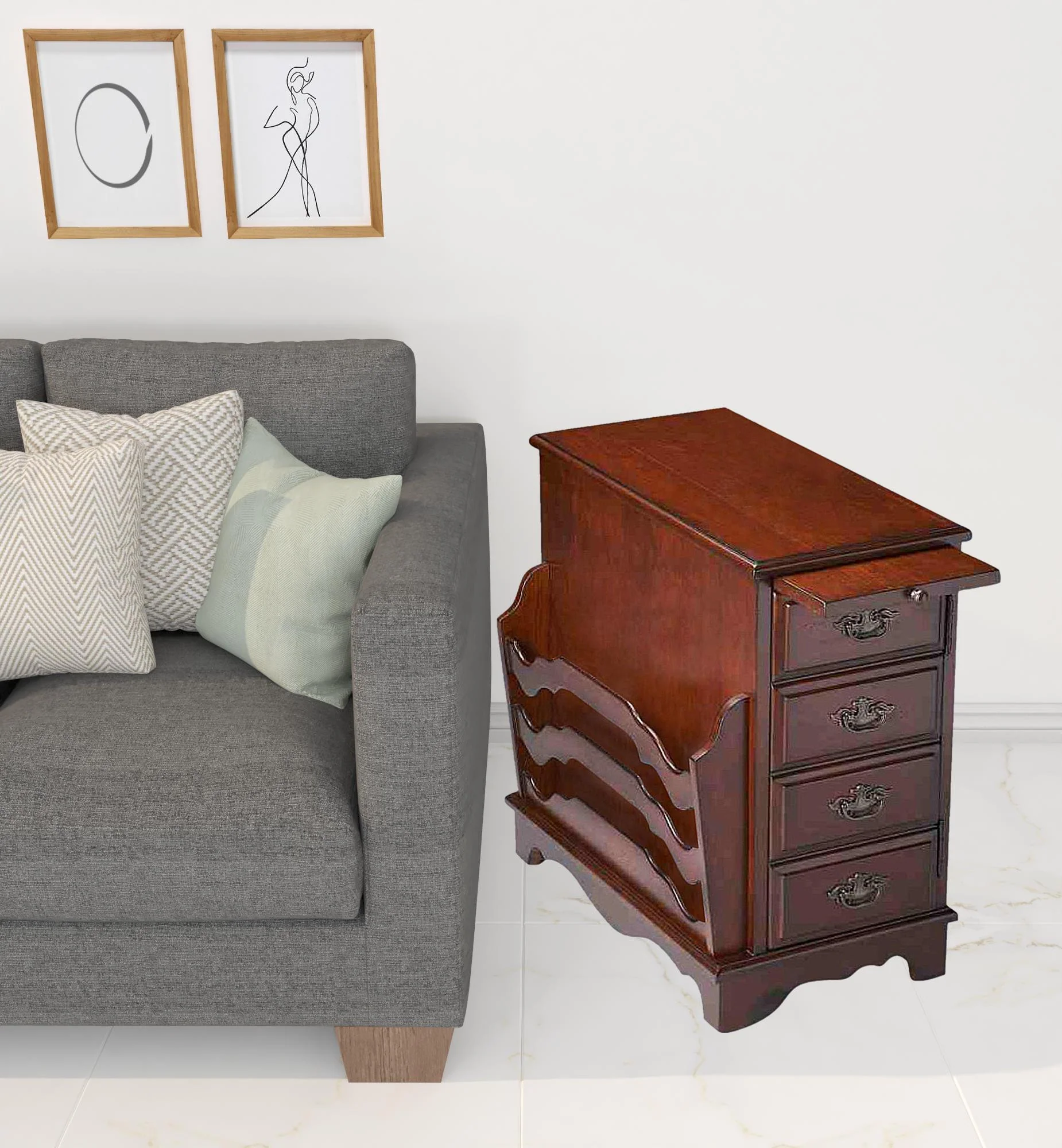 Dark Brown Manufactured Wood Rectangular End Table With Four Drawers By Homeroots - Image 2