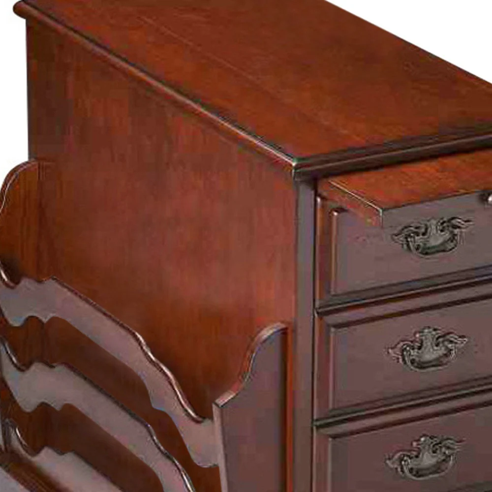 Dark Brown Manufactured Wood Rectangular End Table With Four Drawers By Homeroots - Image 3