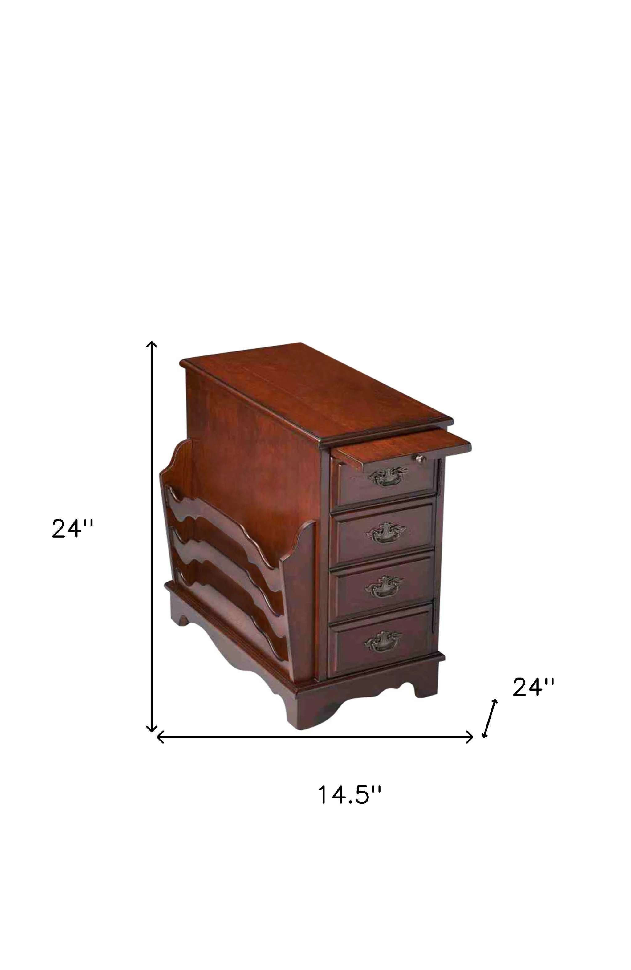 Dark Brown Manufactured Wood Rectangular End Table With Four Drawers By Homeroots - Image 5