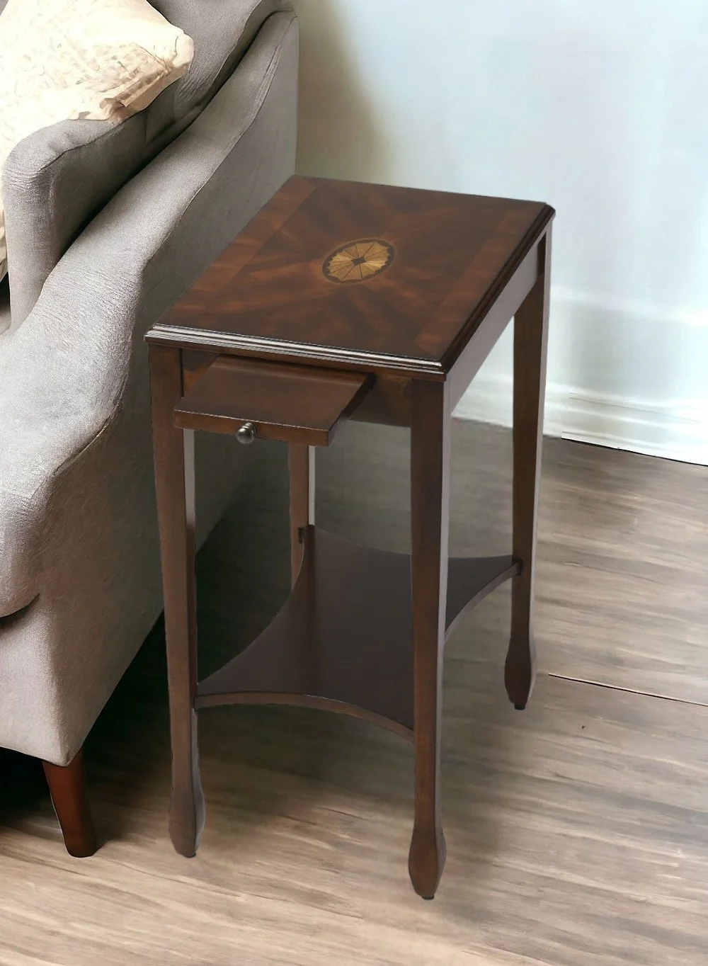 Dark Brown Manufactured Wood Rectangular End Table With Shelf By Homeroots - Image 2