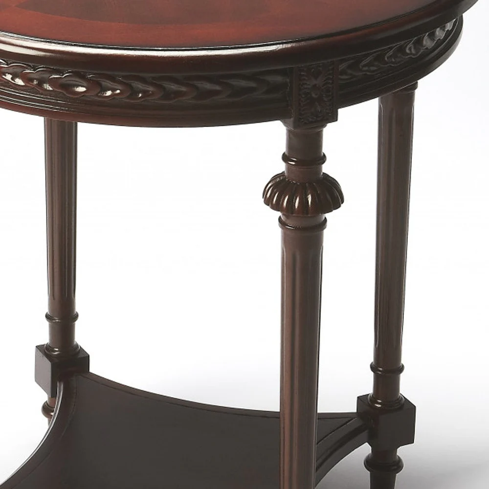 Dark Brown Manufactured Wood Round End Table With Shelf By Homeroots - Image 4