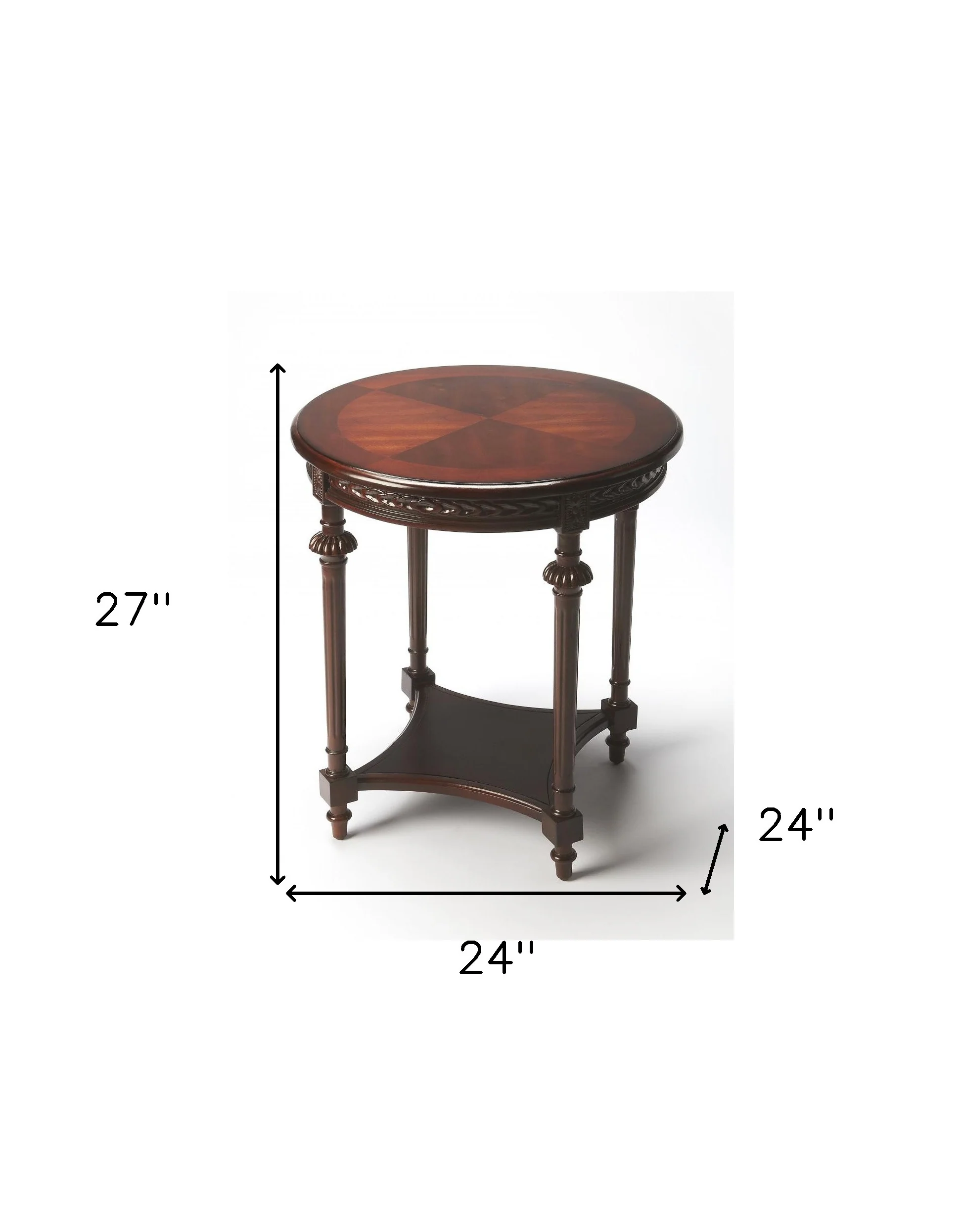Dark Brown Manufactured Wood Round End Table With Shelf By Homeroots - Image 5