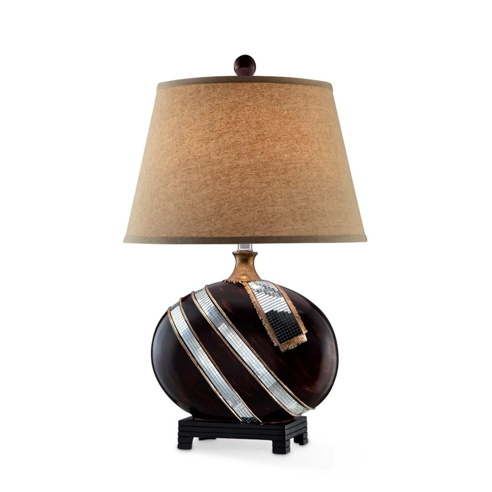 Dark Brown Polyresin Lamp with Beige Fabric Shade By Homeroots - Image 2