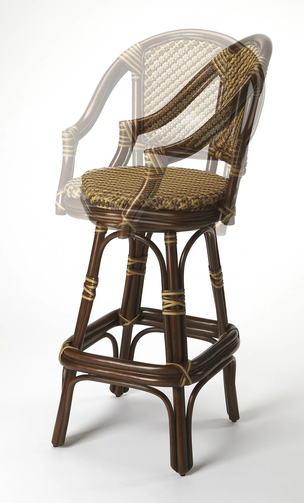 Dark Brown Rattan Bar Stool By Homeroots - Image 2