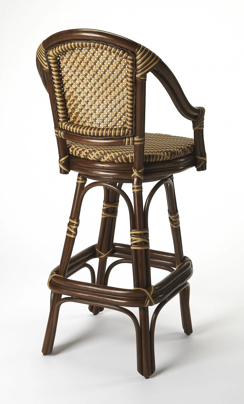 Dark Brown Rattan Bar Stool By Homeroots - Image 3