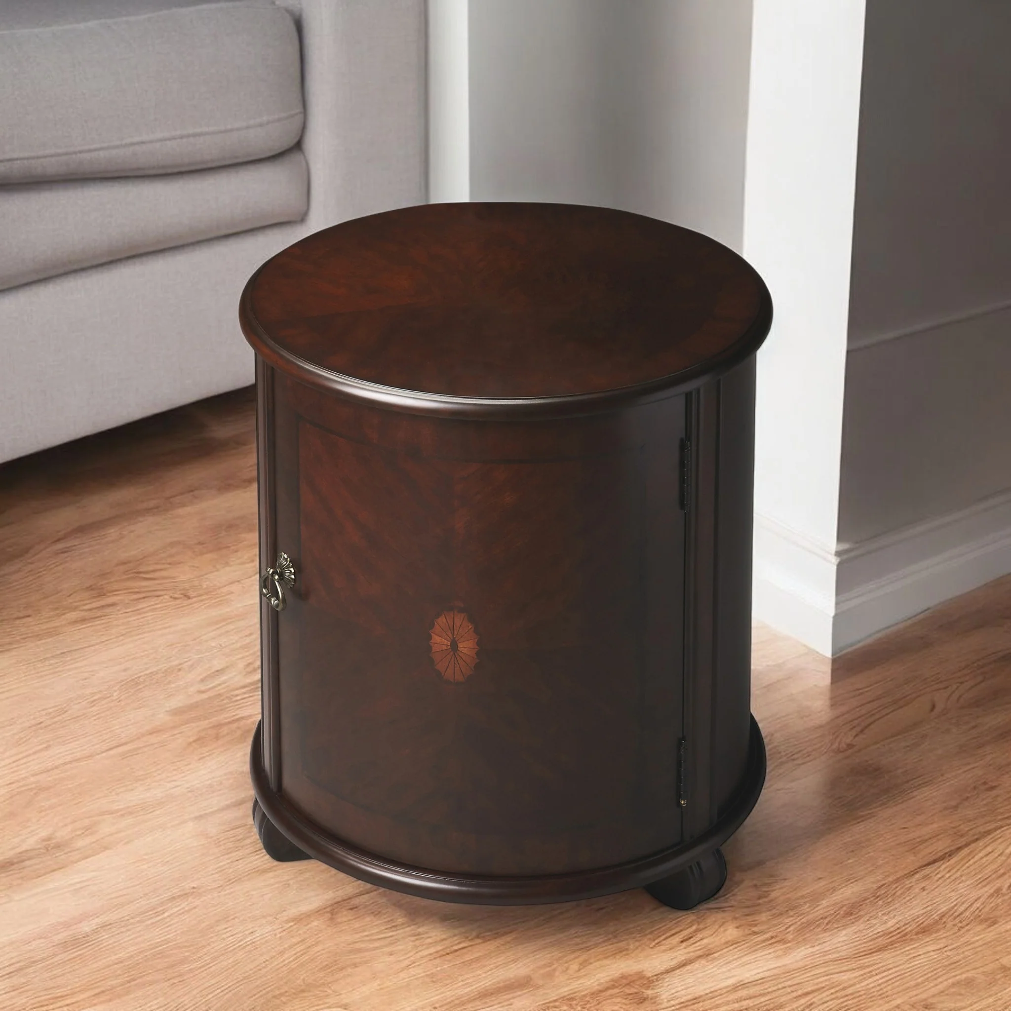 Dark Brown Round End Table By Homeroots - Image 3