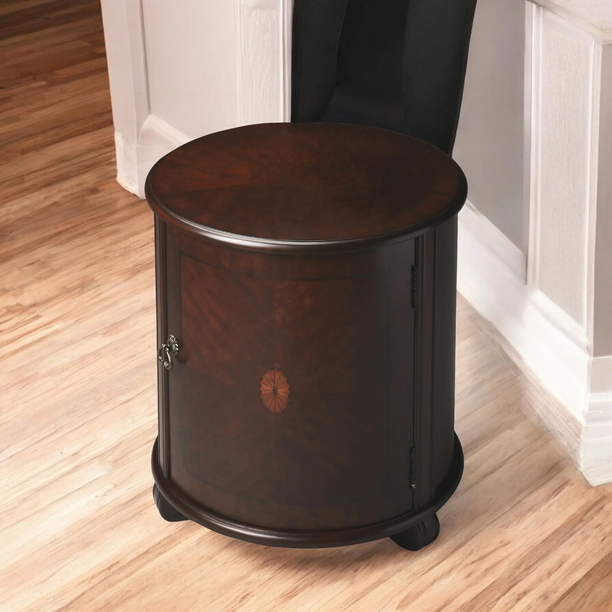 Dark Brown Round End Table By Homeroots - Image 4