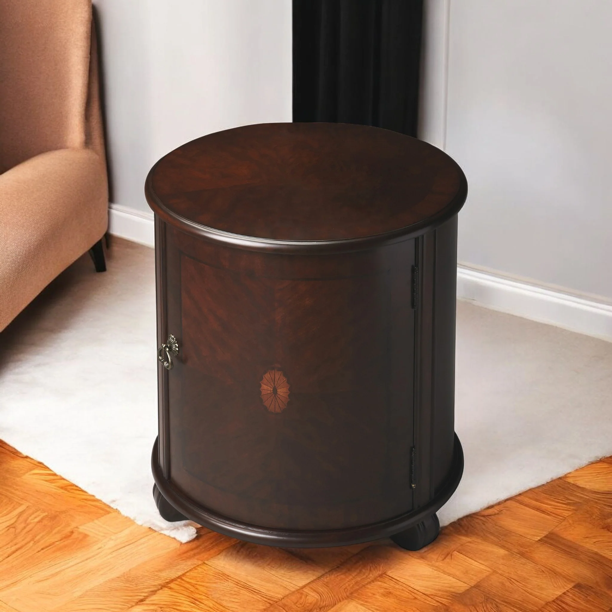 Dark Brown Round End Table By Homeroots - Image 5