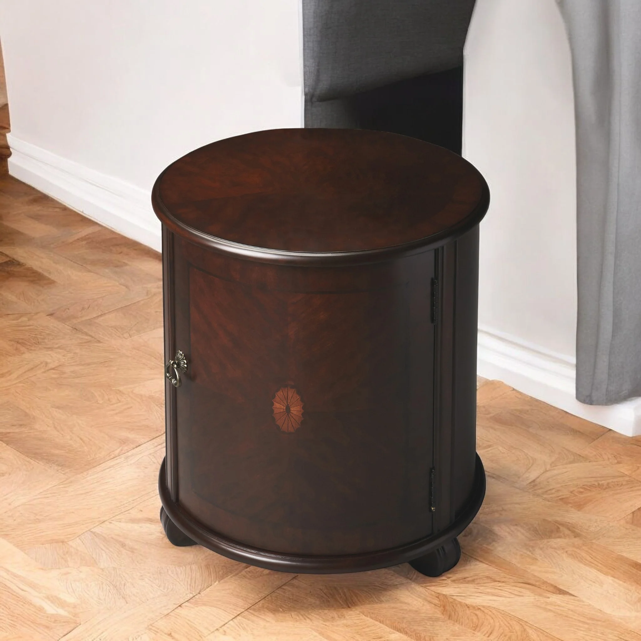 Dark Brown Round End Table By Homeroots - Image 6