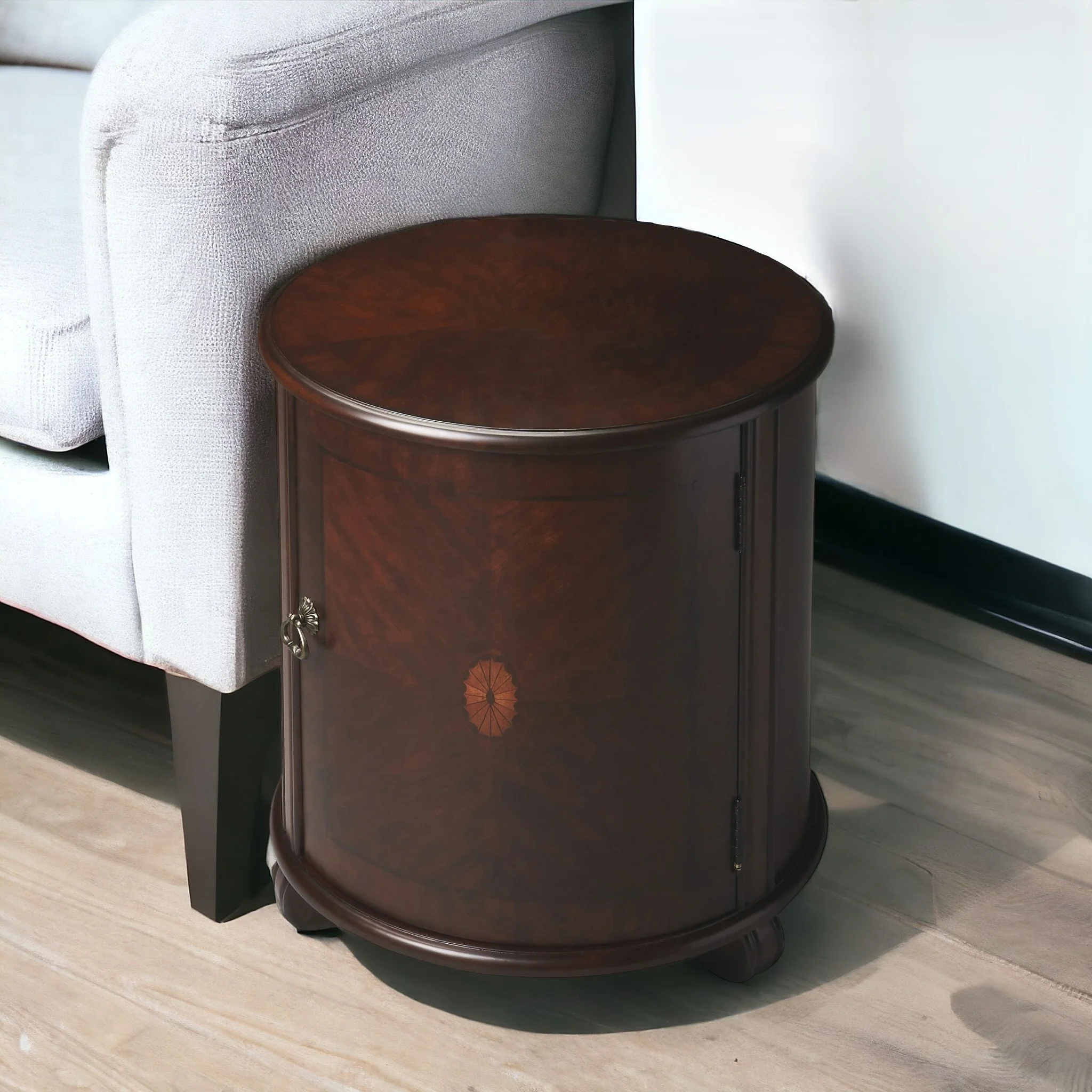 Dark Brown Round End Table By Homeroots - Image 7