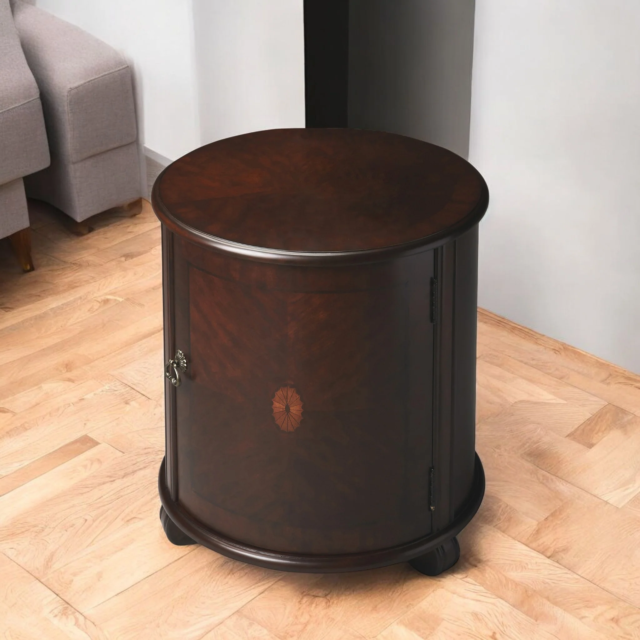 Dark Brown Round End Table By Homeroots - Image 8