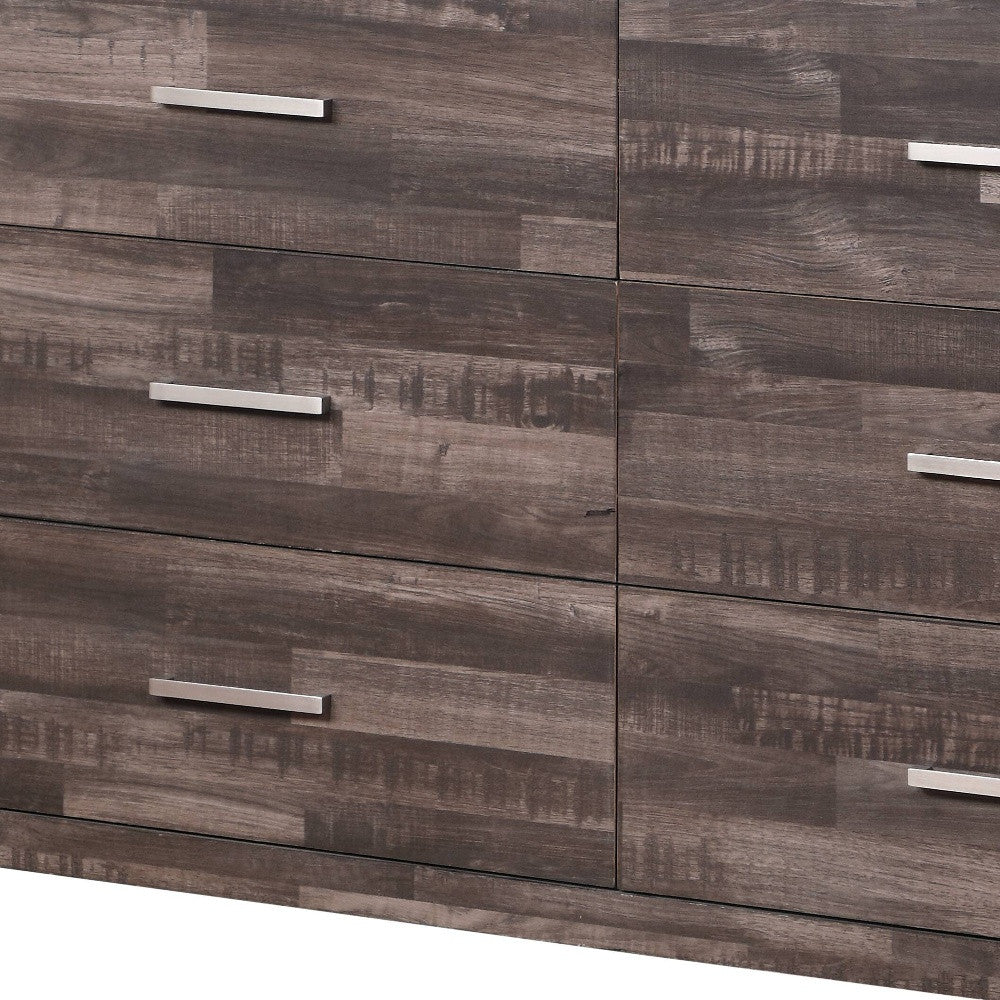 Dark Brown Solid and Manufactured Wood Six Drawer Double Dresser By Homeroots - Image 4