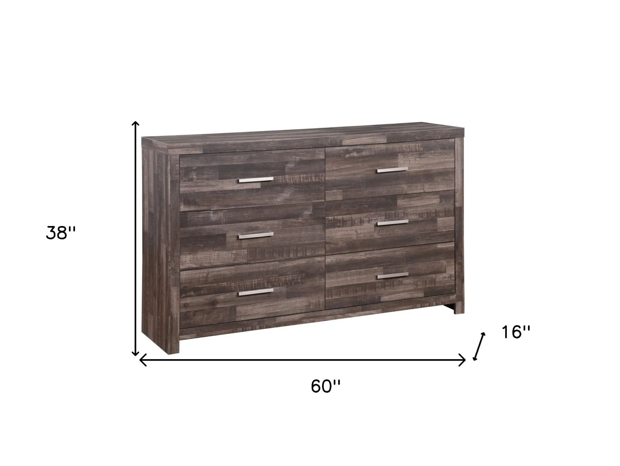 Dark Brown Solid and Manufactured Wood Six Drawer Double Dresser By Homeroots - Image 5
