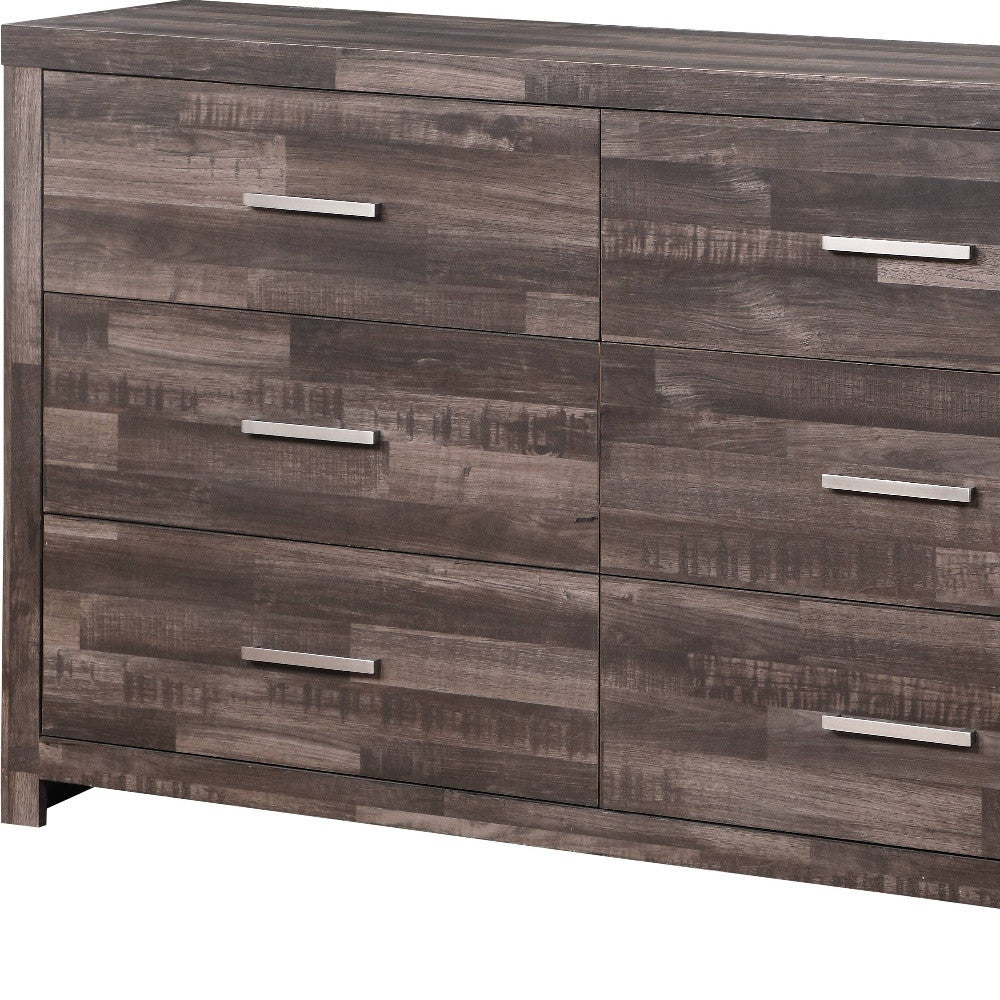 Dark Brown Solid and Manufactured Wood Six Drawer Double Dresser By Homeroots - Image 6
