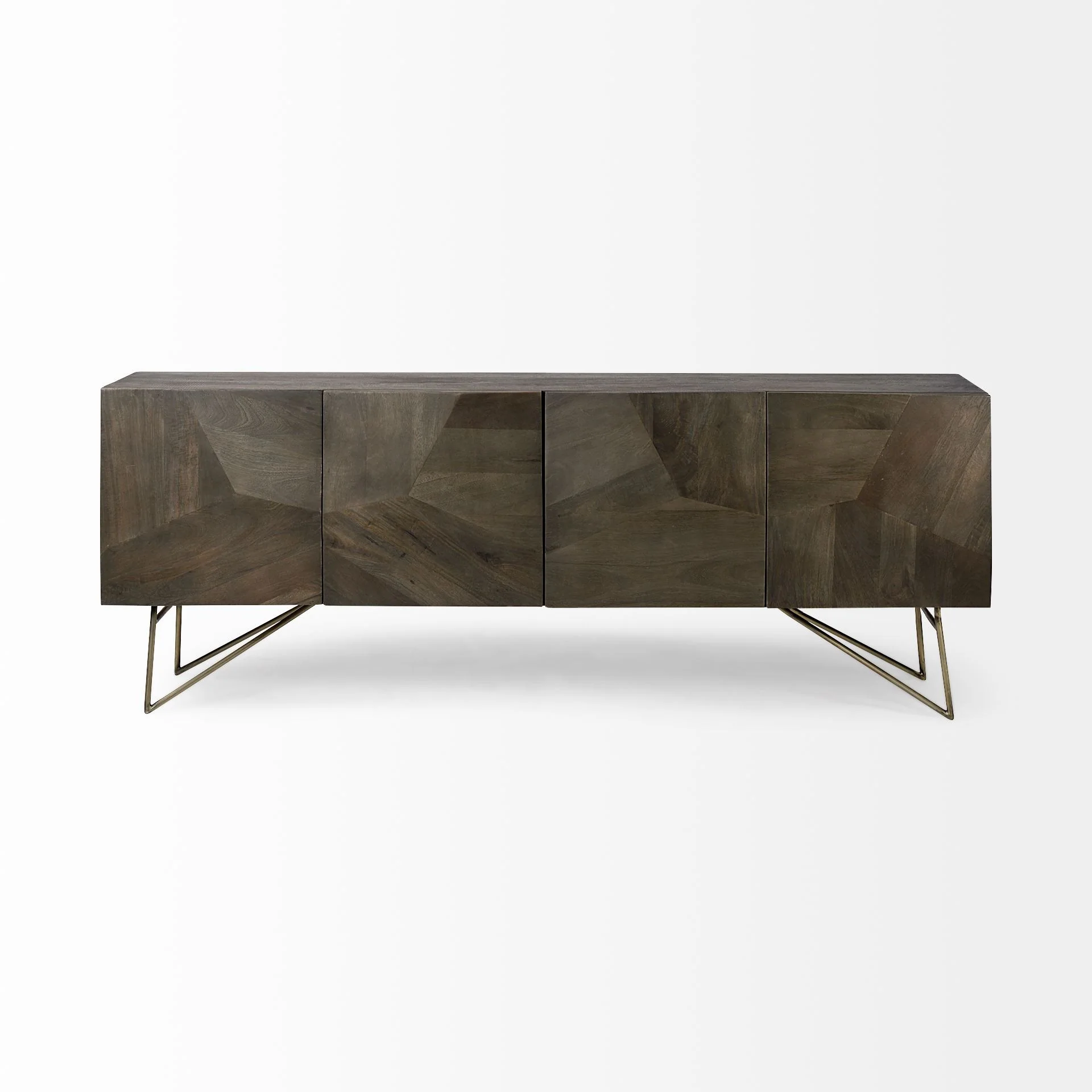 Dark Brown Solid Mango Wood Finish Sideboard With 4 Cabinet Doors By Homeroots - 380240 - Image 3