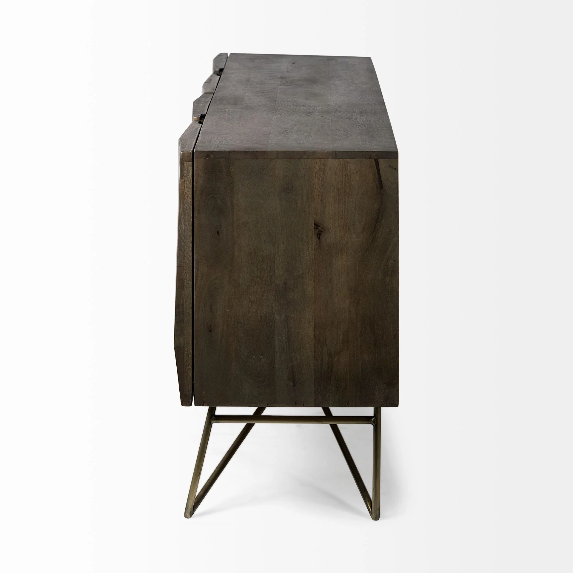 Dark Brown Solid Mango Wood Finish Sideboard With 4 Cabinet Doors By Homeroots - 380240 - Image 4