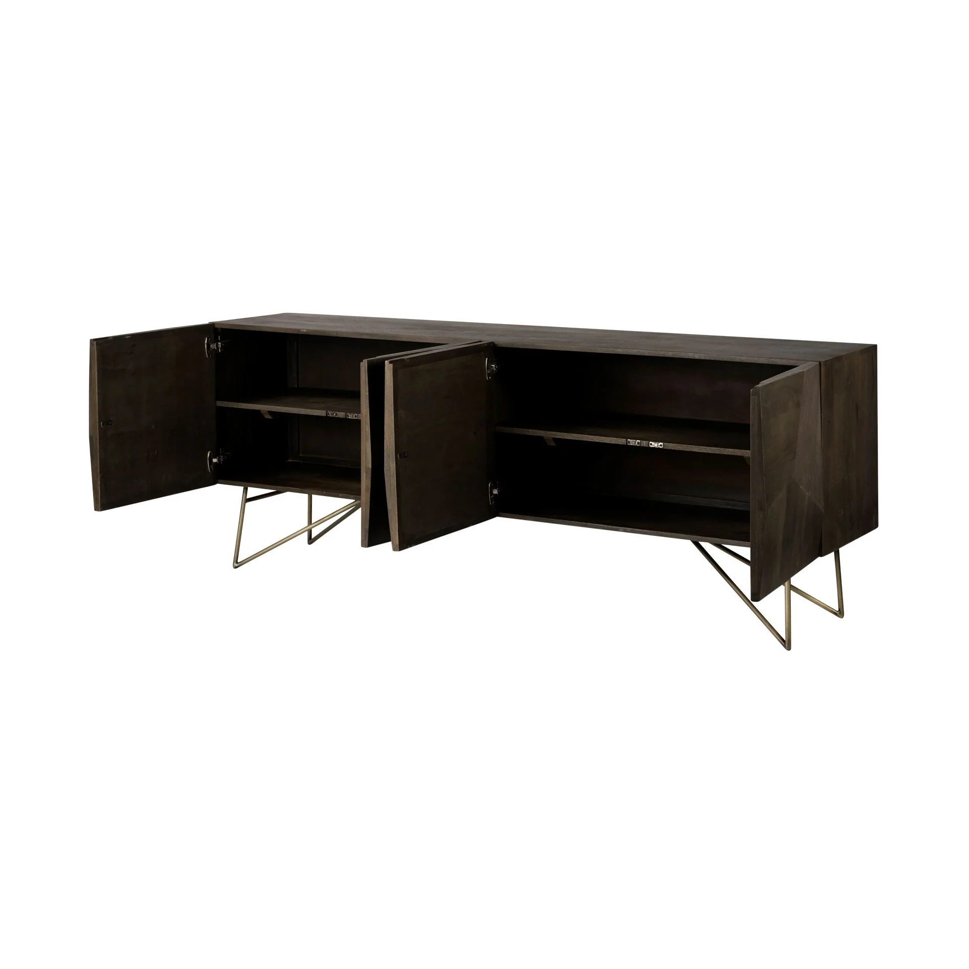 Dark Brown Solid Mango Wood Finish Sideboard With 4 Cabinet Doors By Homeroots - 380240 - Image 6