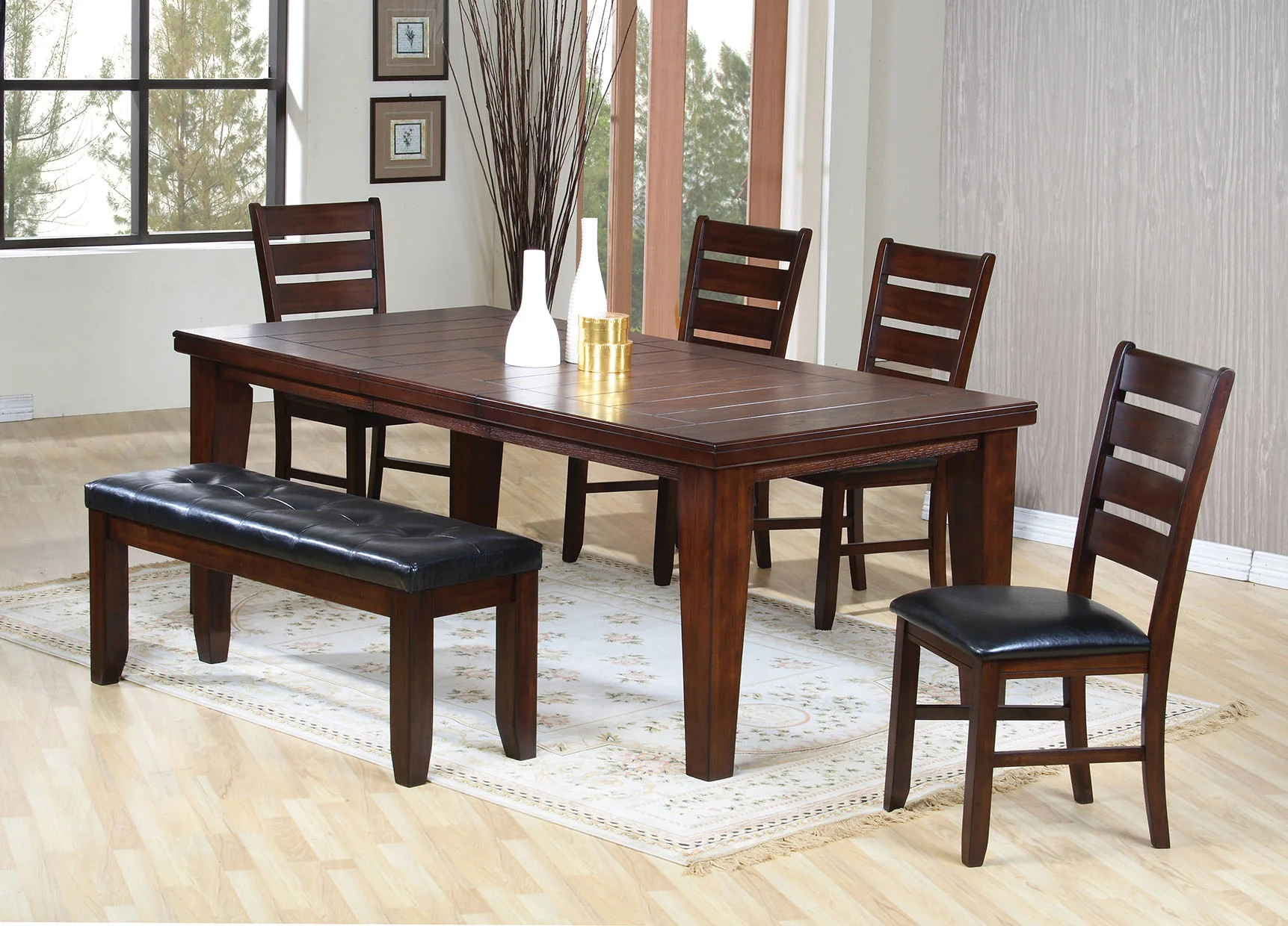 Dark Brown Solid Manufactured Wood Dining Table By Homeroots - Image 3
